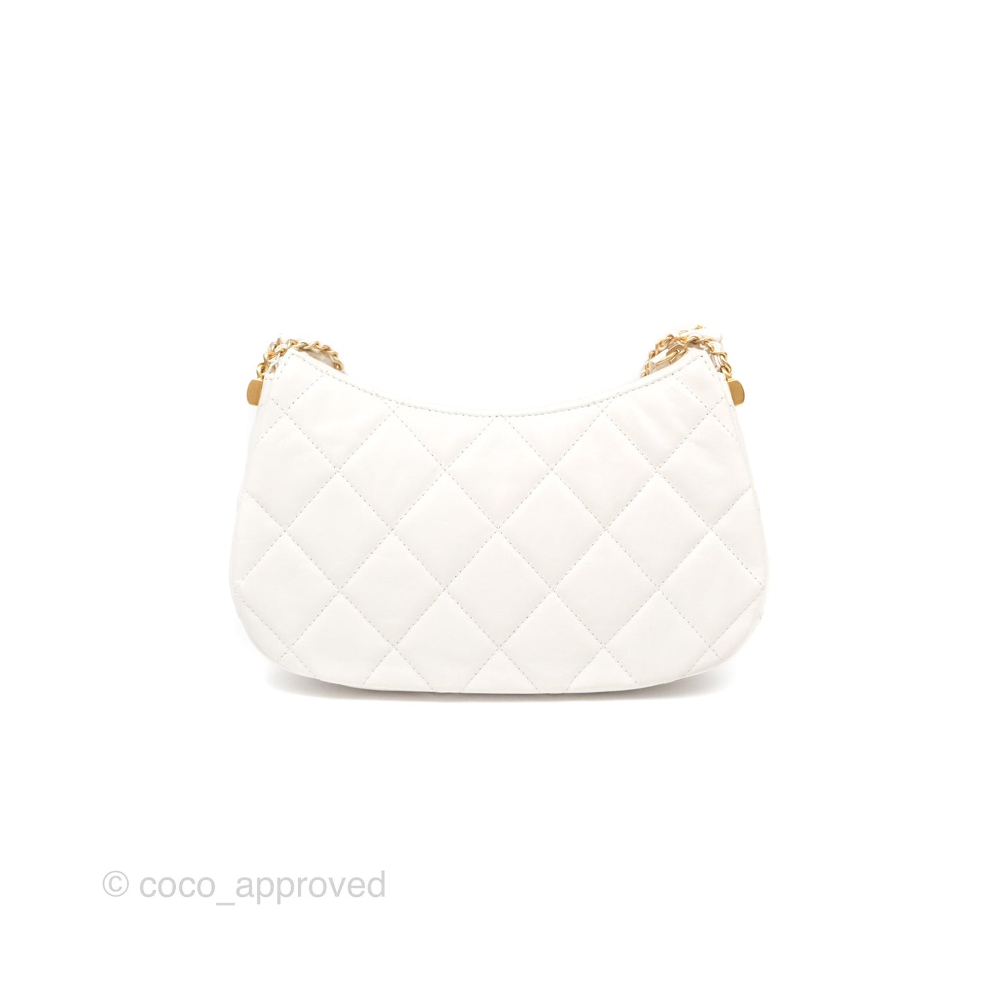 Chanel Hobo Bag White Aged Calfskin Aged Gold Hardware