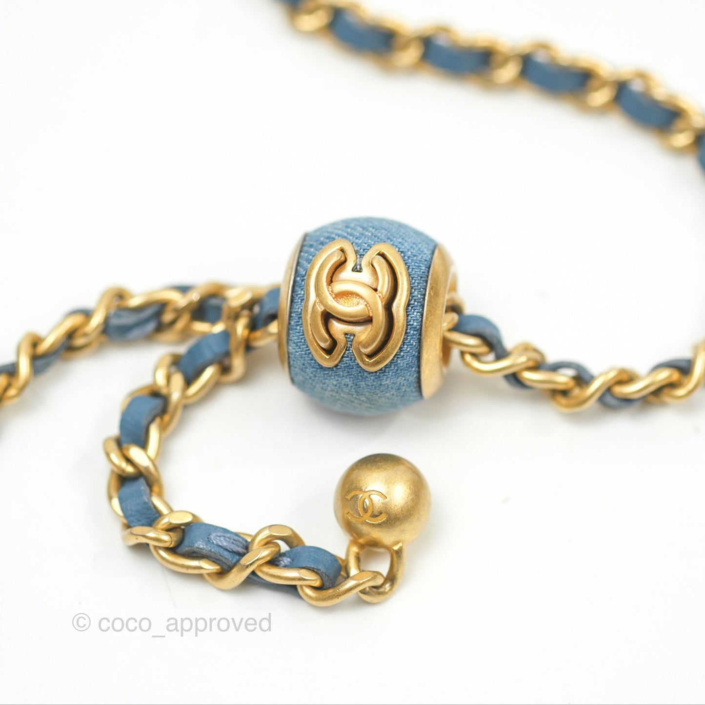 Chanel Mini Pearl Crush Vanity With Chain Denim Aged Gold Hardware