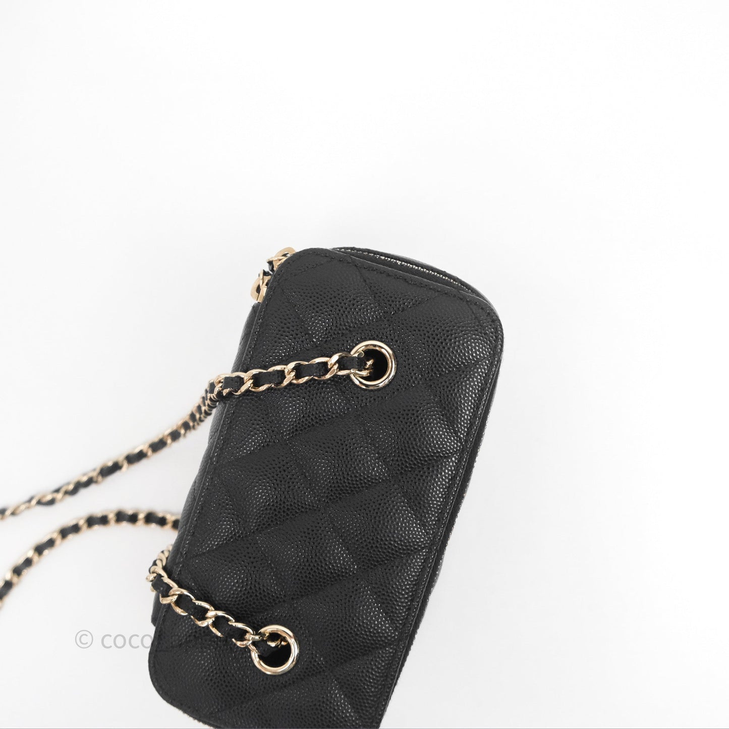 Chanel Vanity Rectangular With Chain Black Caviar Gold Hardware