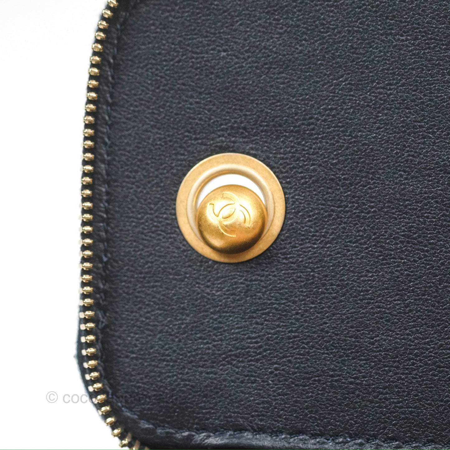 Chanel All Slide Vanity with Adjustable Chain Navy Lambskin Aged Gold Hardware