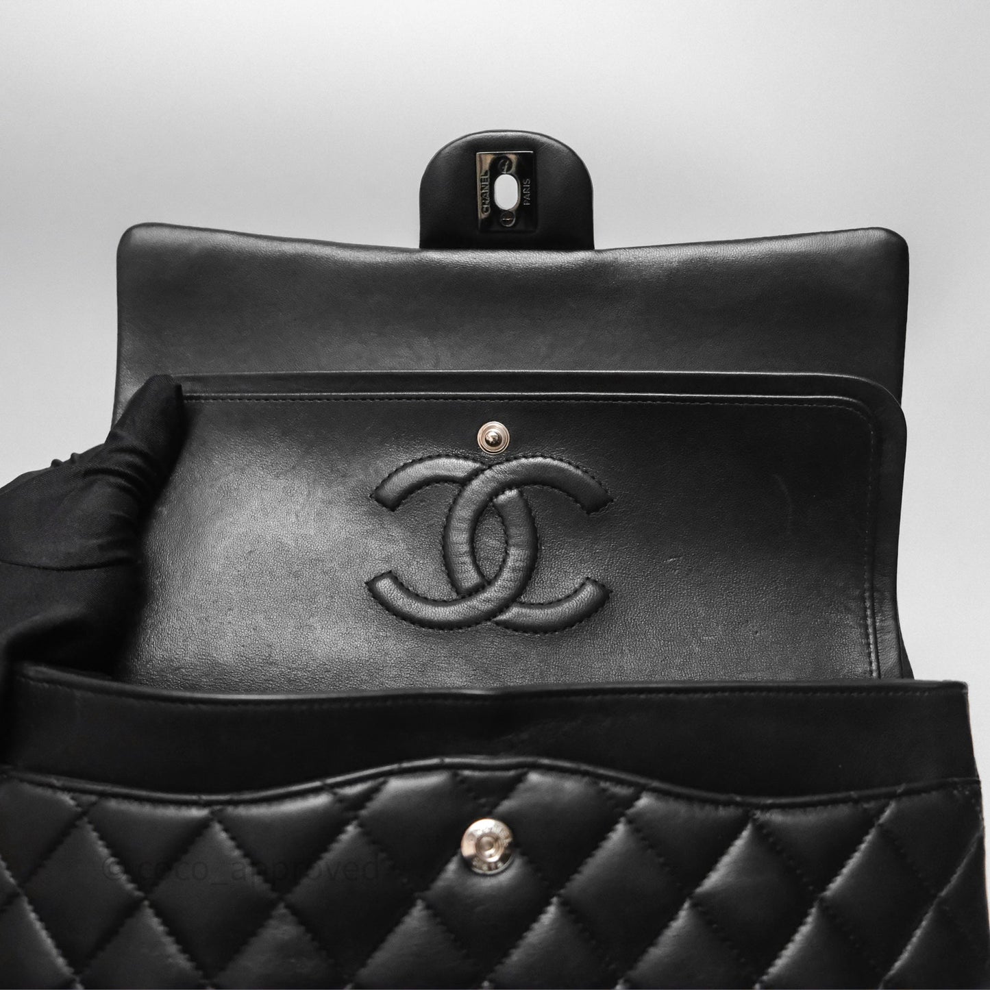 Chanel Classic Quilted M/L Medium Double Flap So Black Lambskin