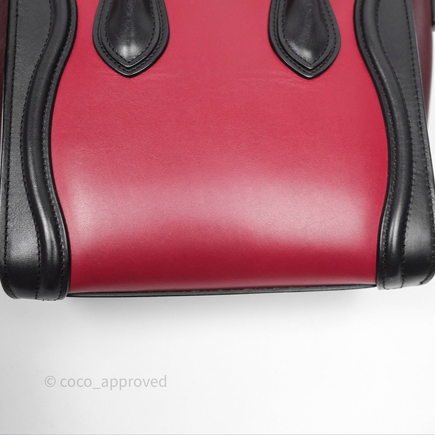 Celine Nano Luggage Satin Calfskin Gold Hardware Red/ Dark Brown