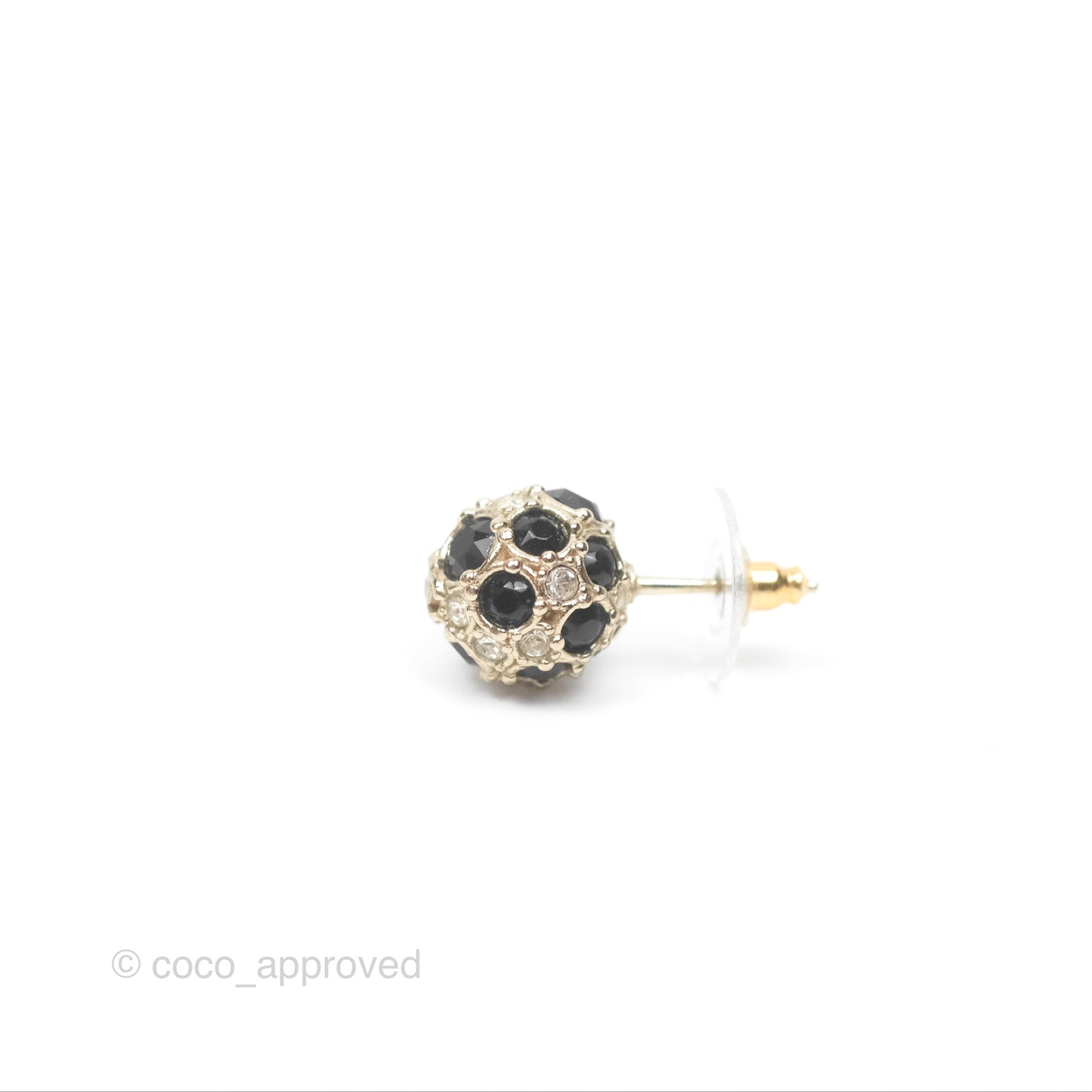 Chanel Crystal Black Resin Ball Earrings 19P