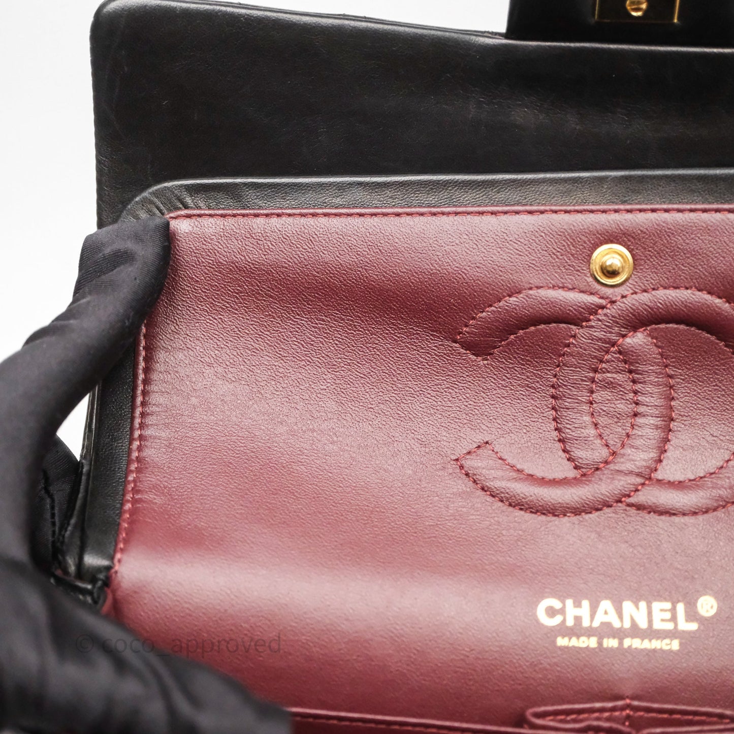 Chanel Classic M/L Medium Flap Quilted Black Lambskin Gold Hardware