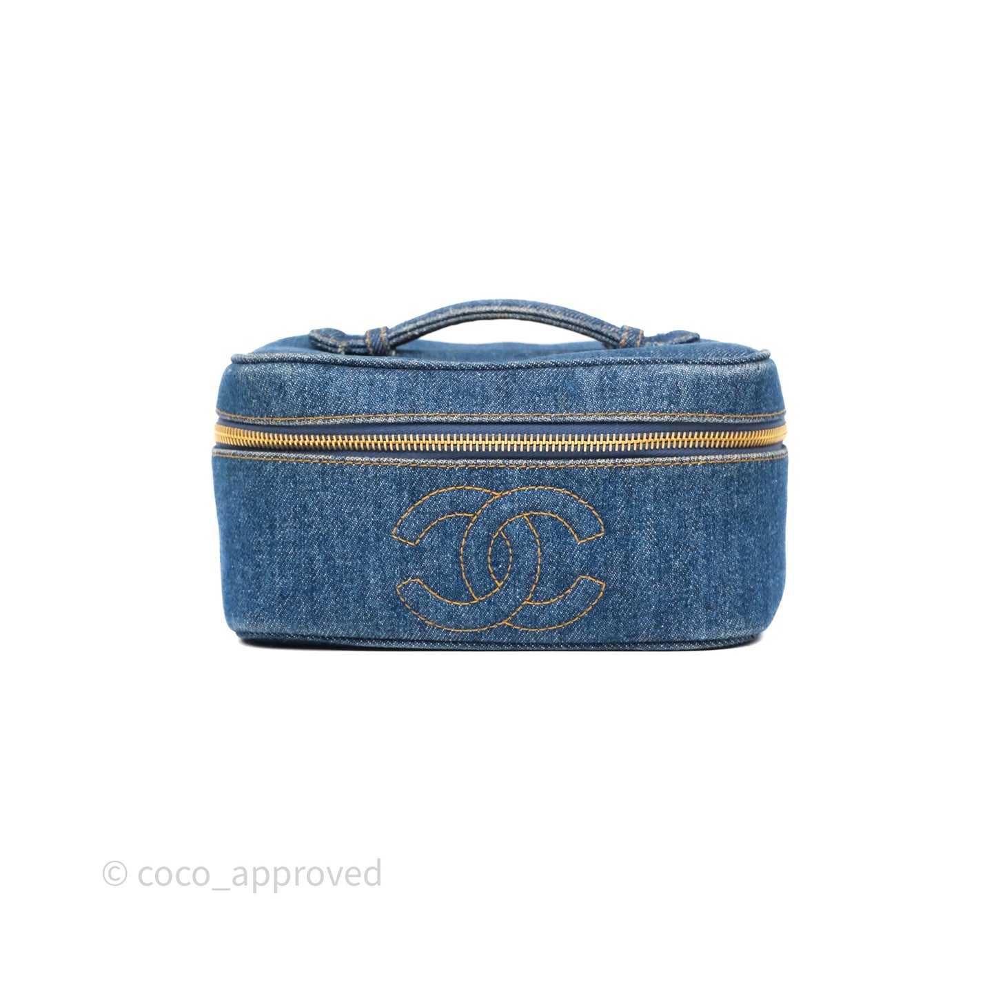 Chanel Vintage Vanity Case Denim Aged Gold Hardware