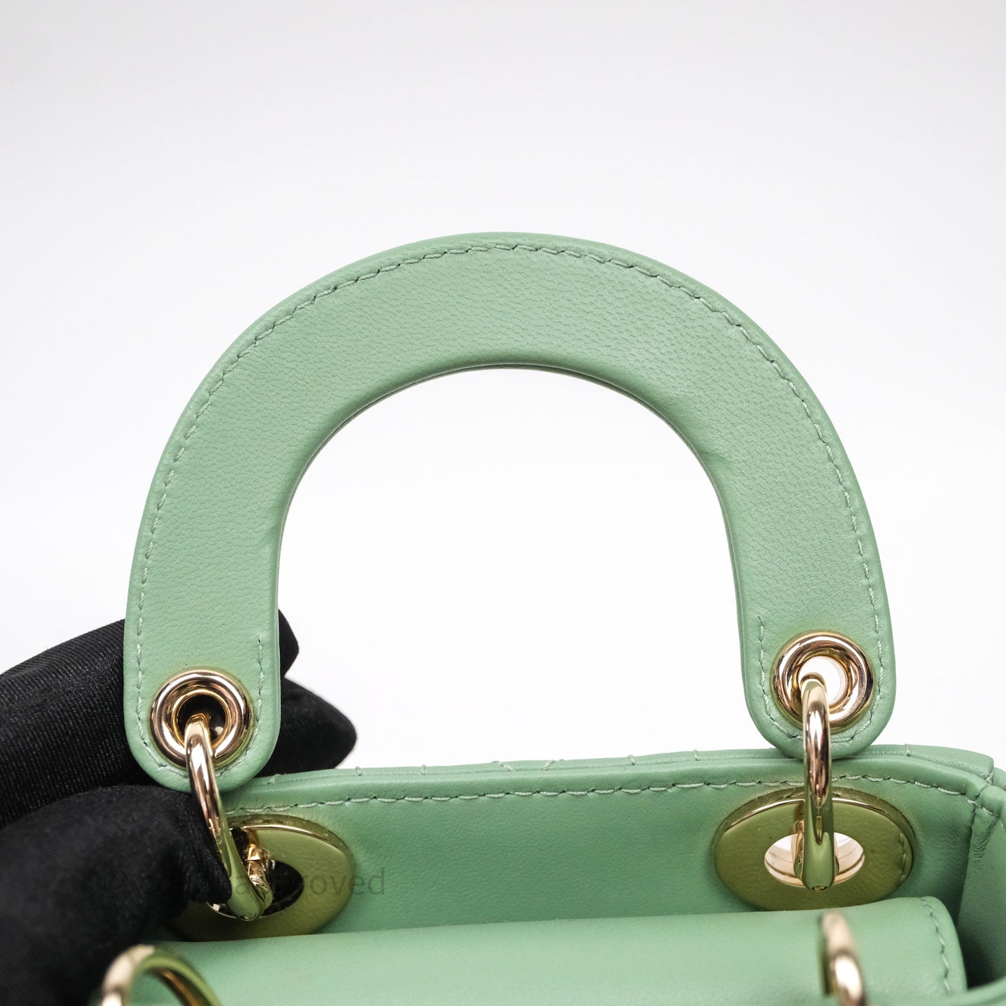Christian Dior Micro Lady Dior Green Lambskin Cannage Gold Hardware