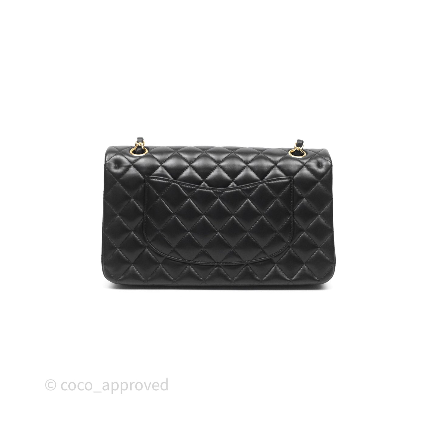 Chanel Classic M/L Medium Flap Quilted Black Lambskin Gold Hardware