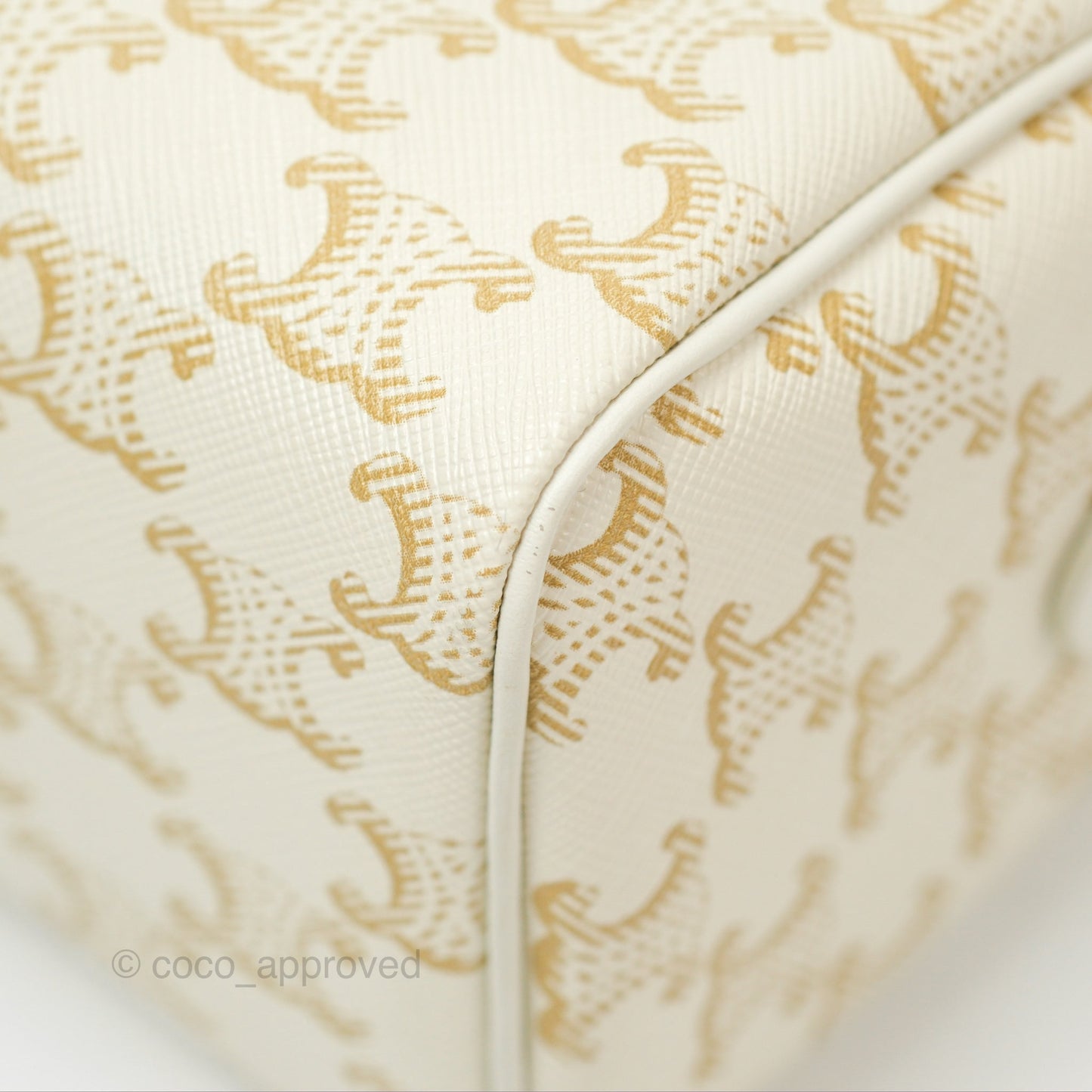 Celine Small Triomphe Canvas Boston Bag White Calfskin