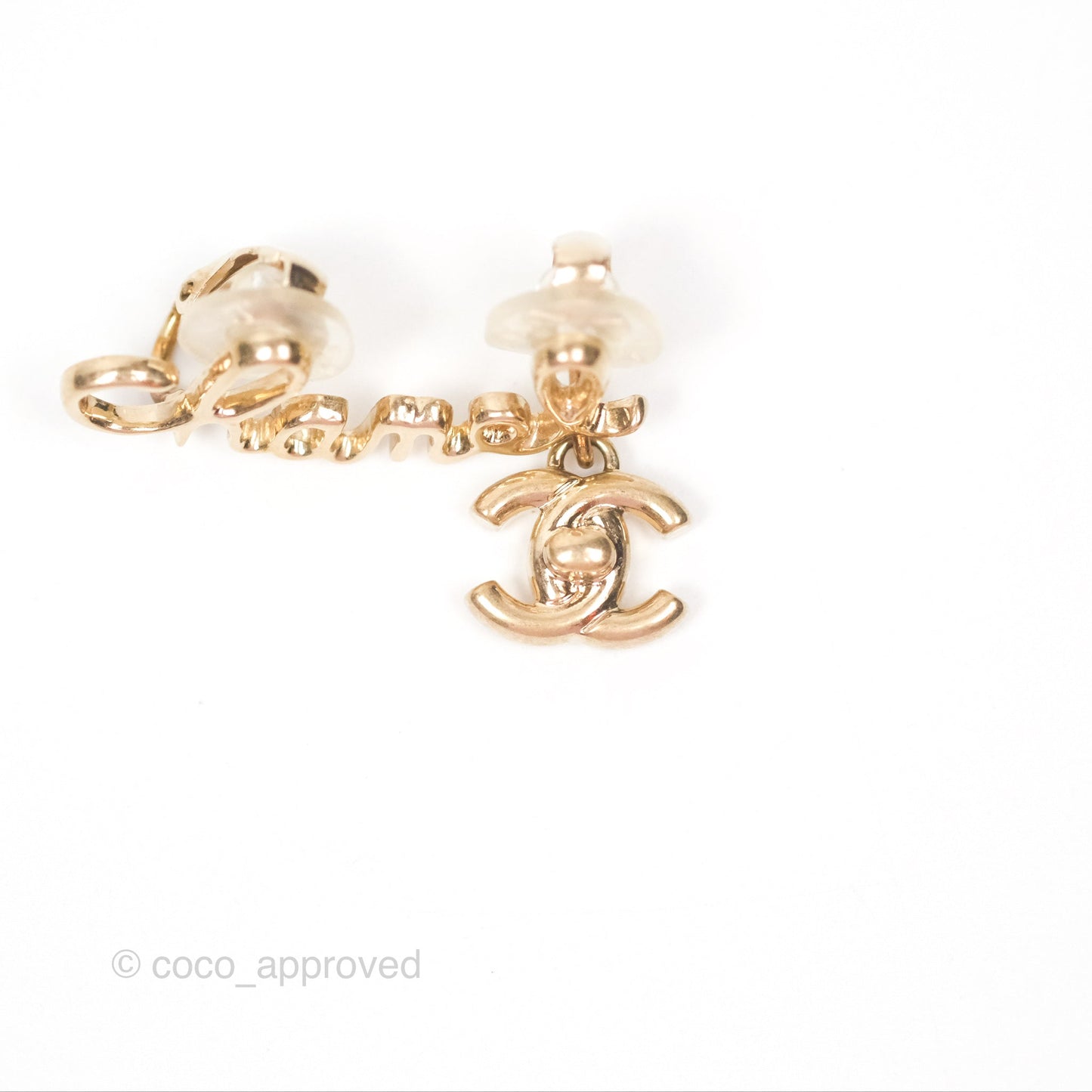 Chanel Logo CC Turnlock Ear Clips Gold Tone 22V