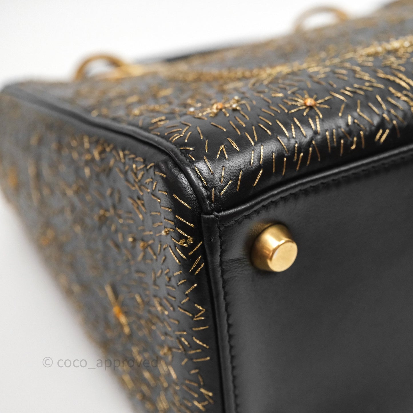 Christian Dior Medium Lady Dior Limited Edition The Moon In My EyesBag Black Calfskin Gold Hardware