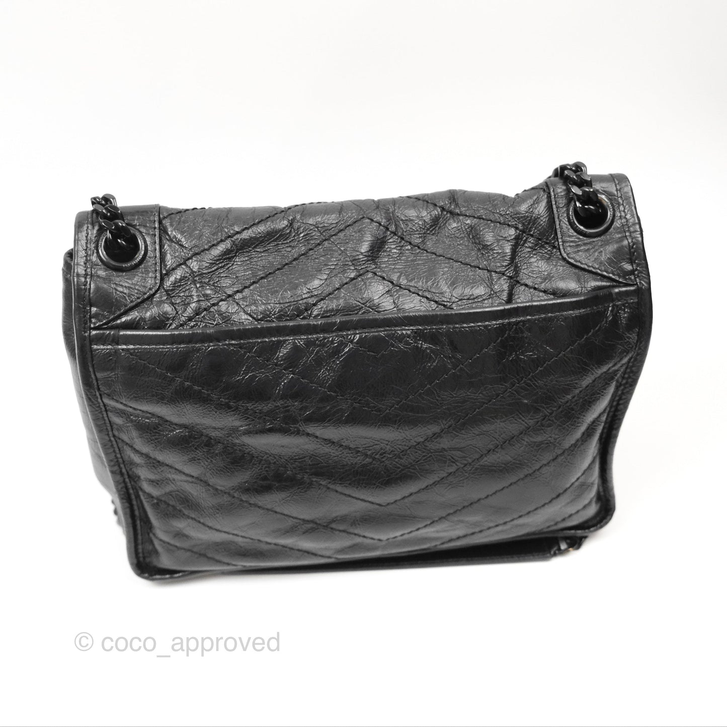 Saint Laurent Medium Niki Chain Bag Crinkled Calfskin So Black