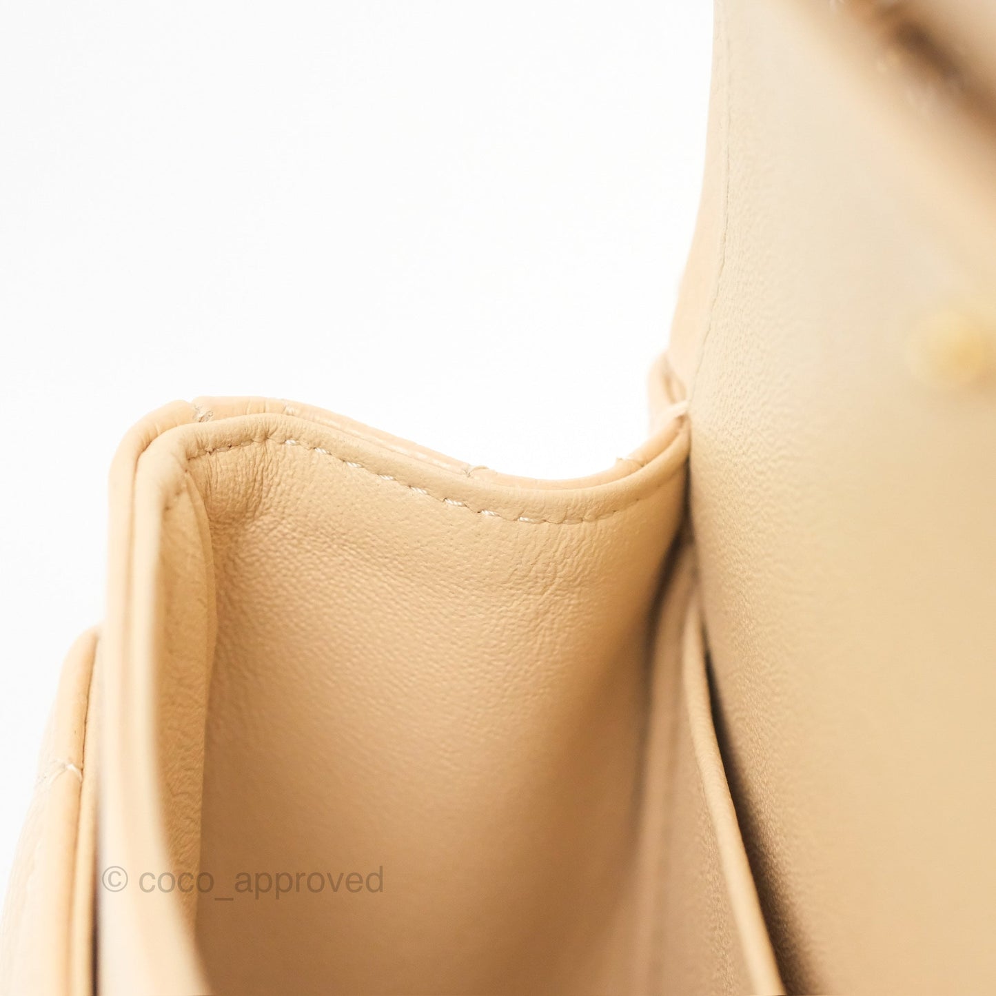 Chanel Small S/M Classic Flap Quilted Beige Caviar Gold Hardware