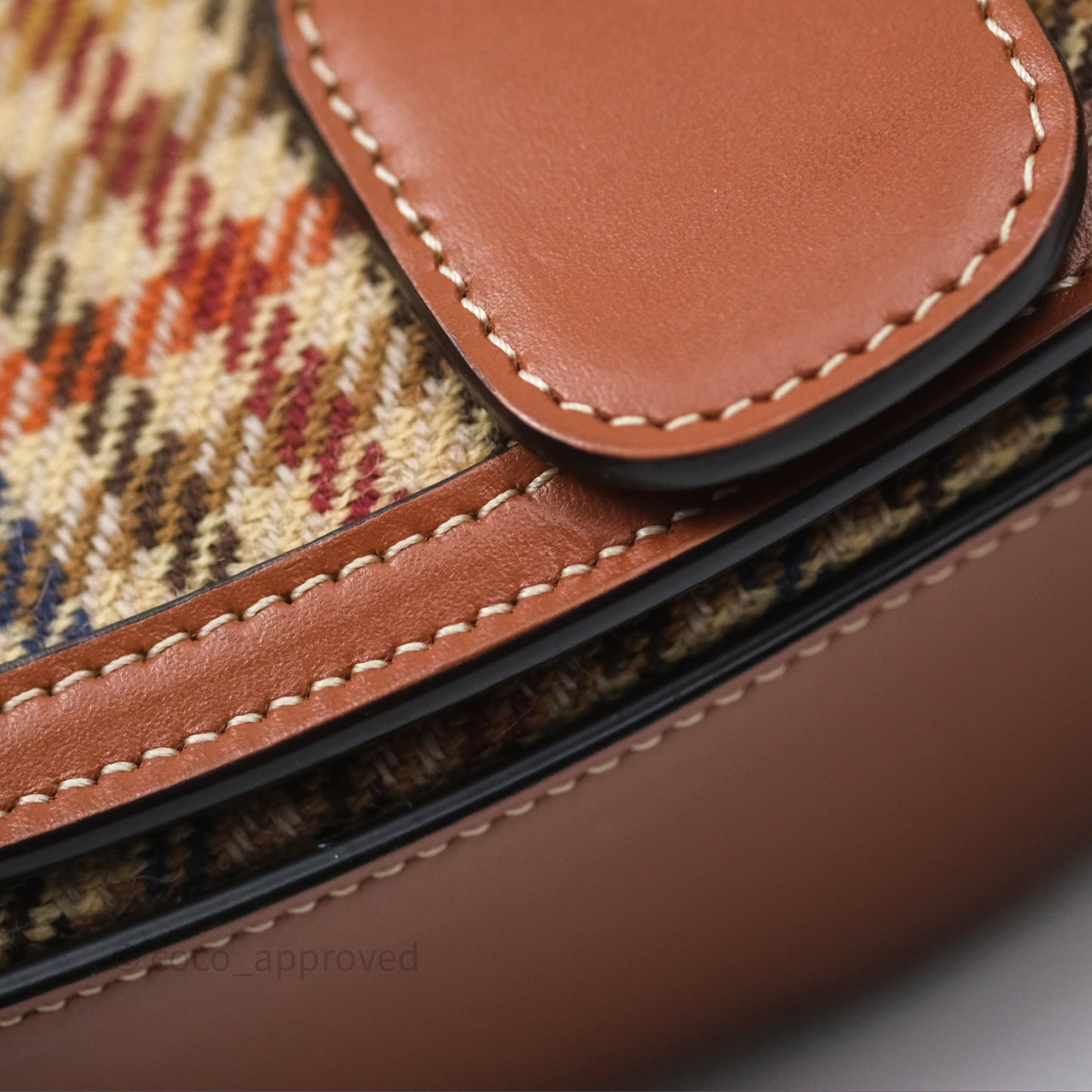 Celine Clutch on Strap in Tartan Textile and Natural Calfskin