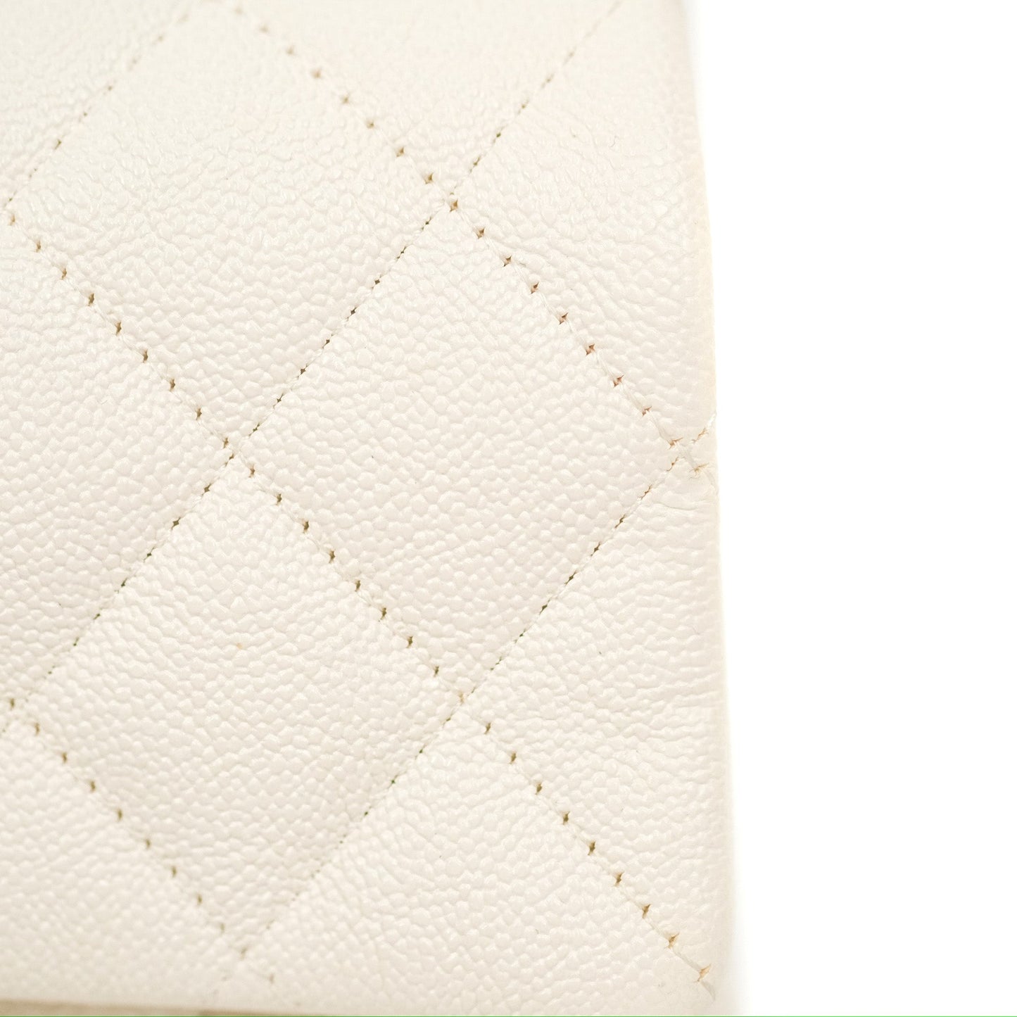 Chanel Top Handle Mini Rectangular Flap Bag White Caviar Gold Hardware