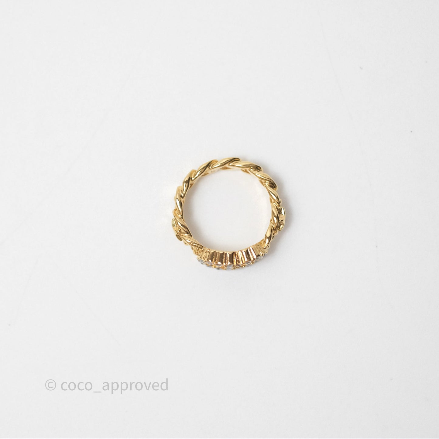 Christian Dior CD Crystal Ring Gold Tone