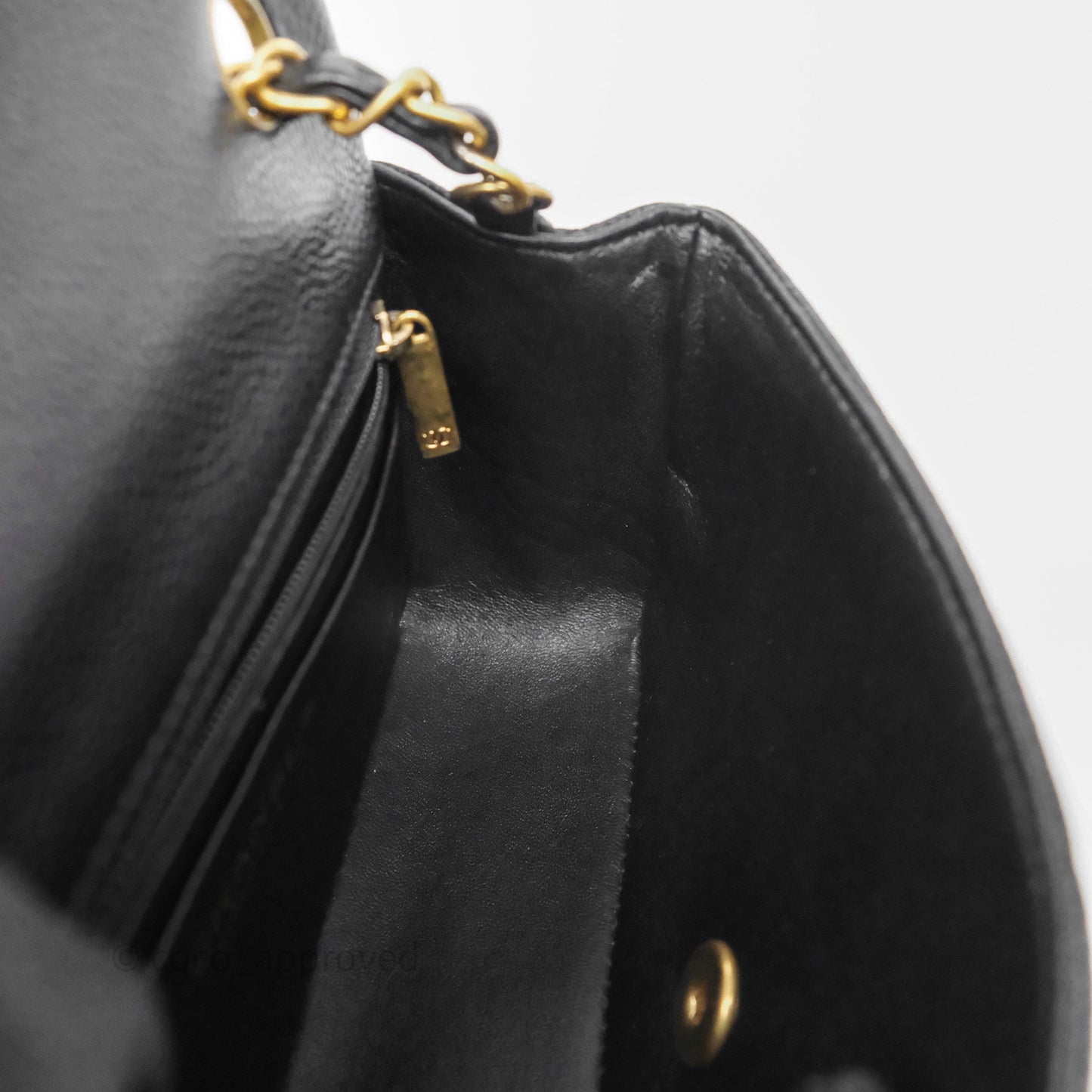 Chanel Mini Rectangular Quilted Black Caviar Aged Gold Hardware