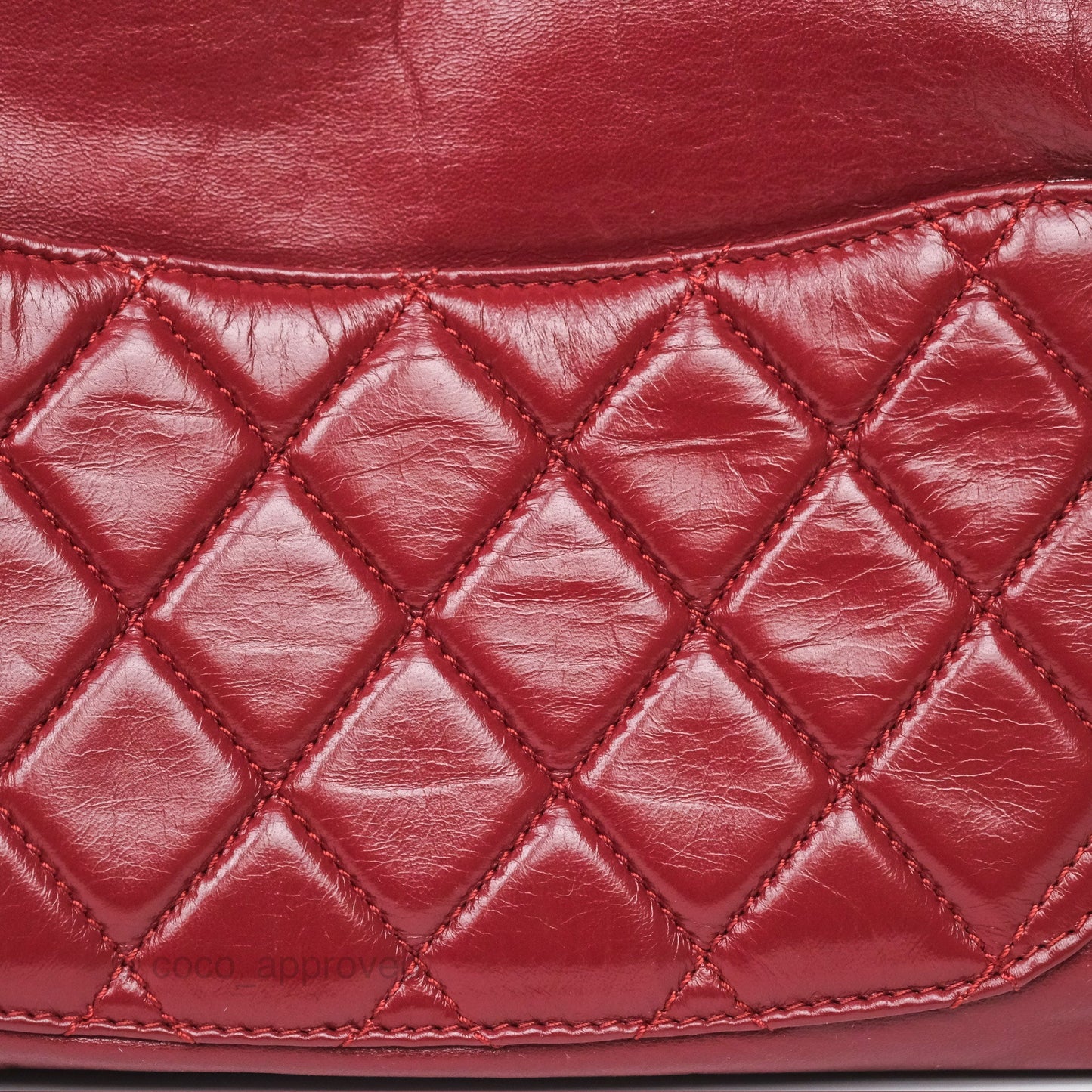 Chanel CC Flap Shoulder Bag Dark Red Crumpled Leather Silver Hardware