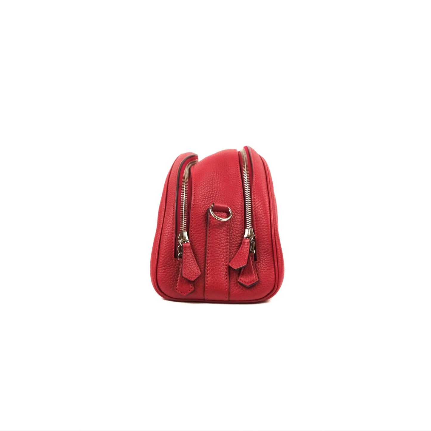 Moynat Swing Bag Red Grained Leather Silver Hardware