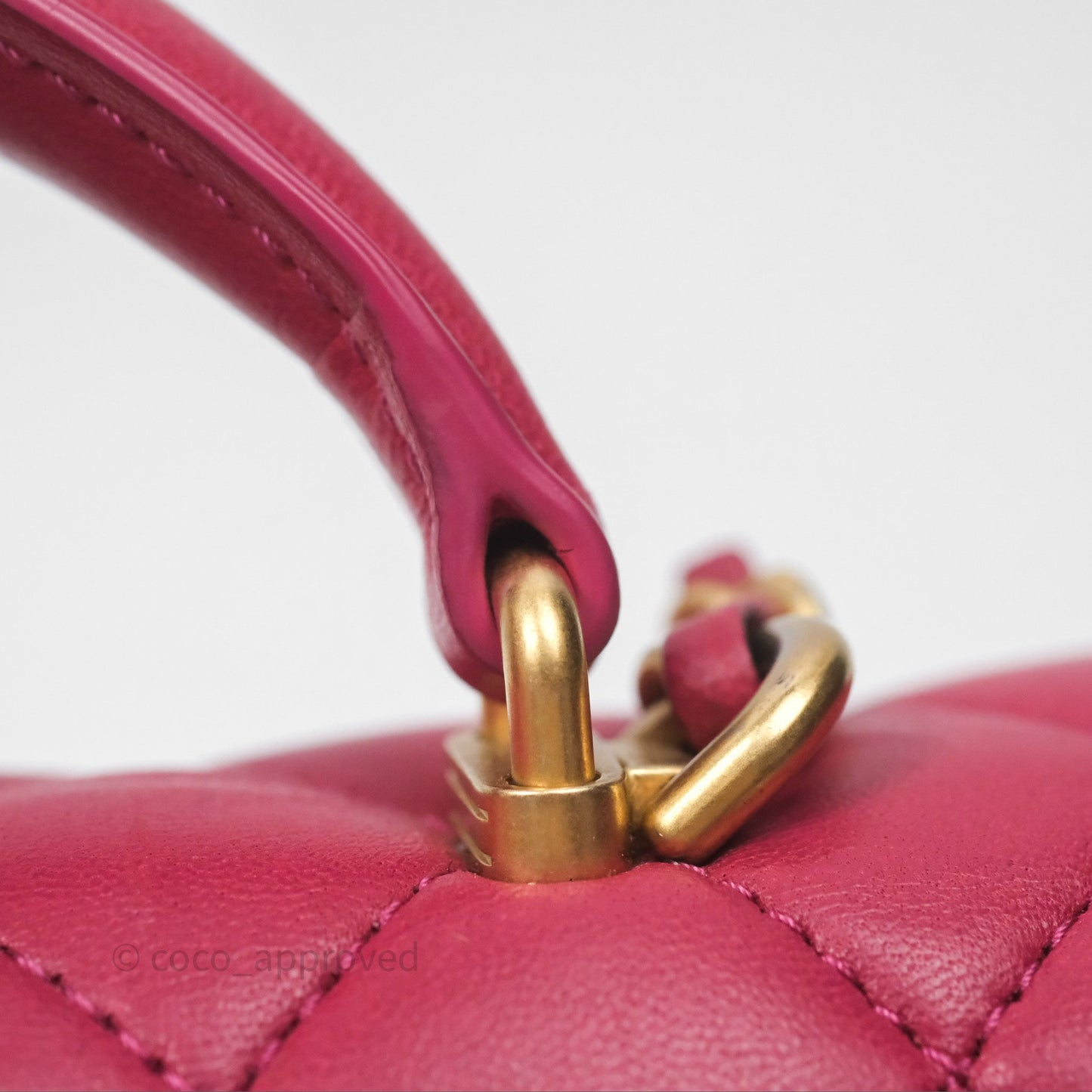 Chanel Top Handle Mini Rectangular Flap Red Lambskin Aged Gold Hardware