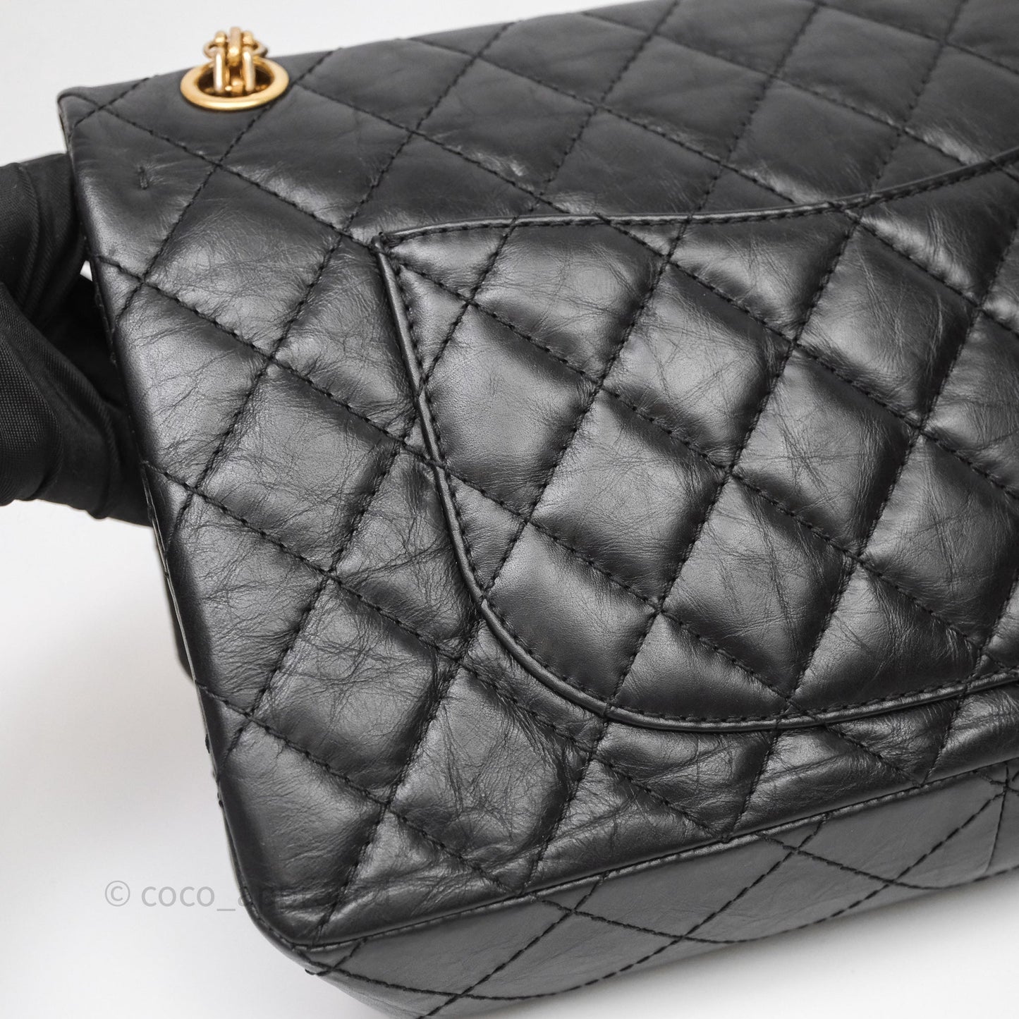 Chanel Quilted Reissue 226 Aged Calfskin Black Aged Gold Hardware