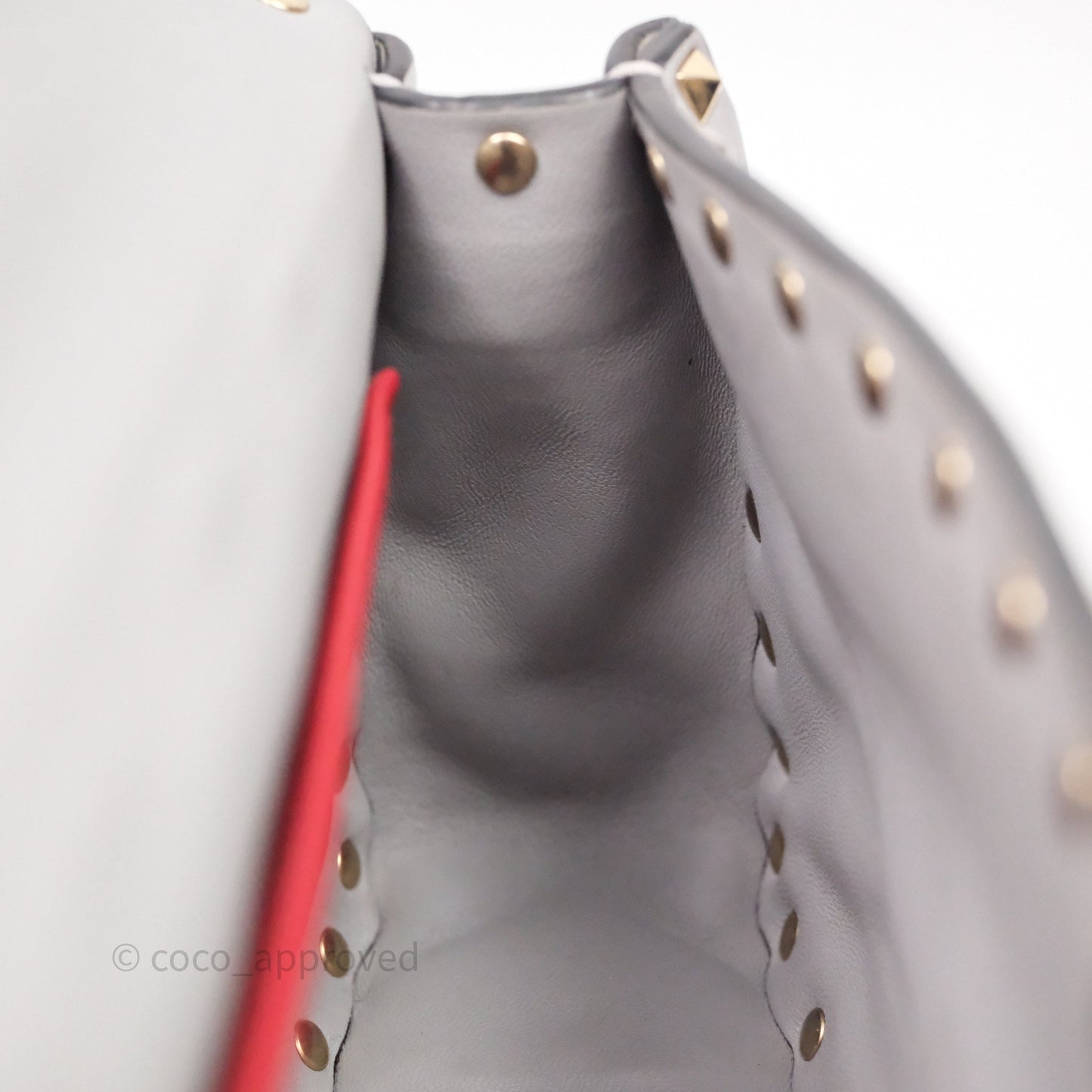 Valentino Small Nappa Rockstud Spike Bag Grey Gold Hardware