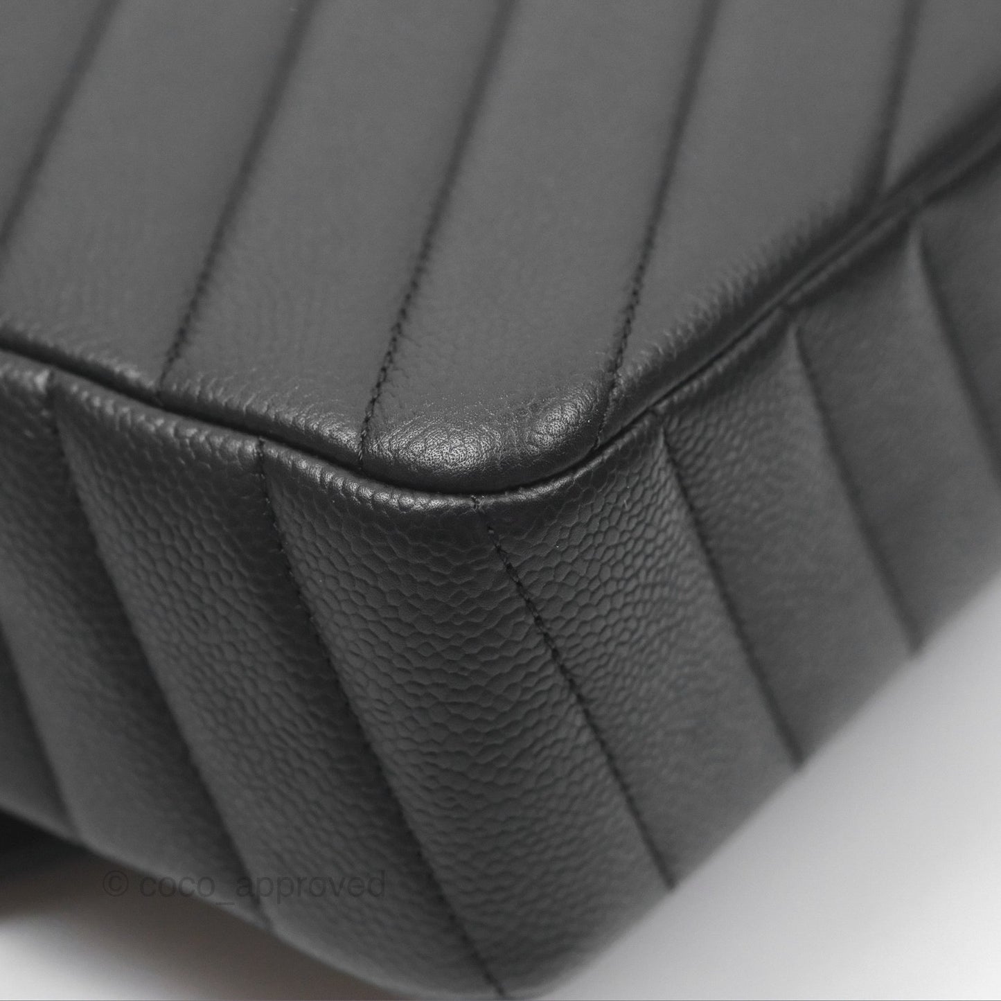 Chanel Chevron Flap Bag Black Caviar Silver Hardware