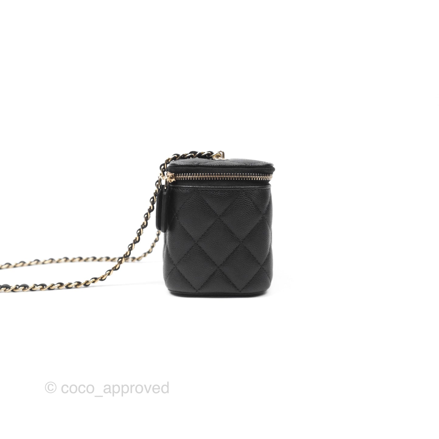 Chanel Vanity Rectangular With Chain Black Caviar Gold Hardware