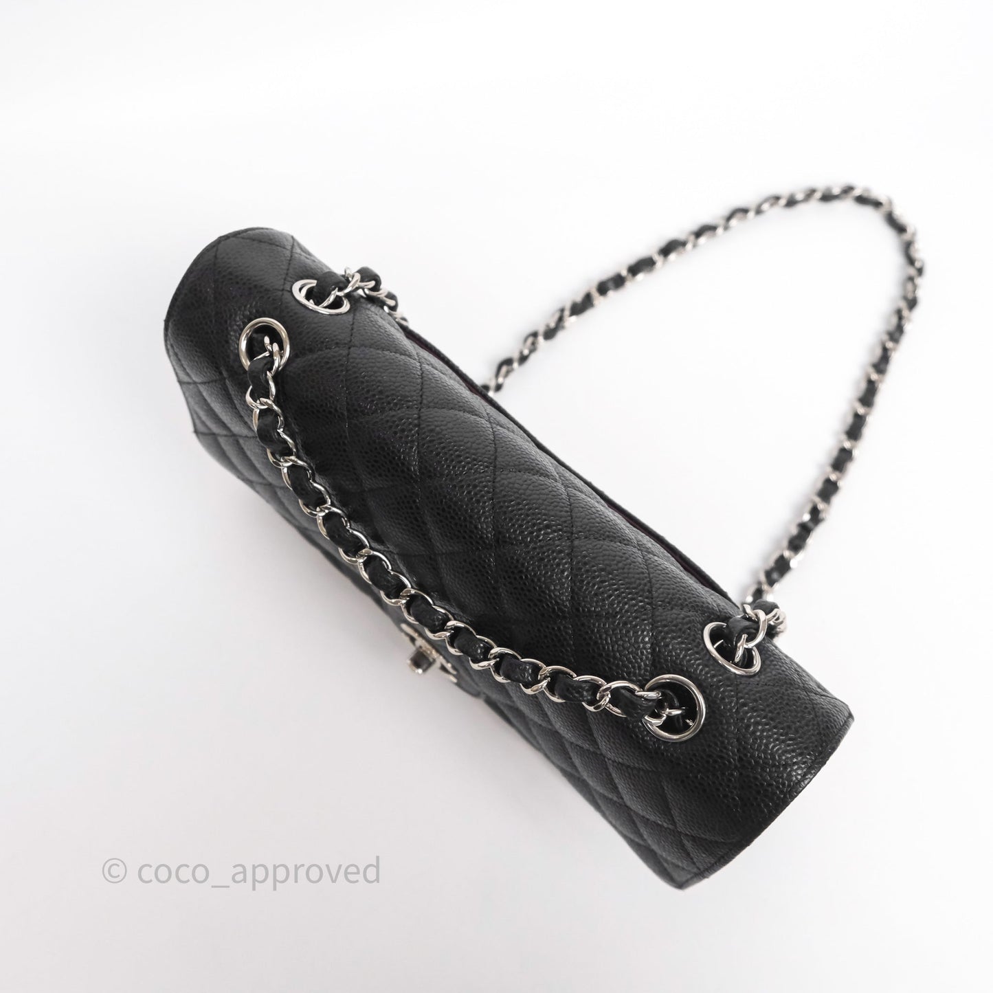 Chanel Classic M/L Medium Flap Quilted Black Caviar Silver Hardware