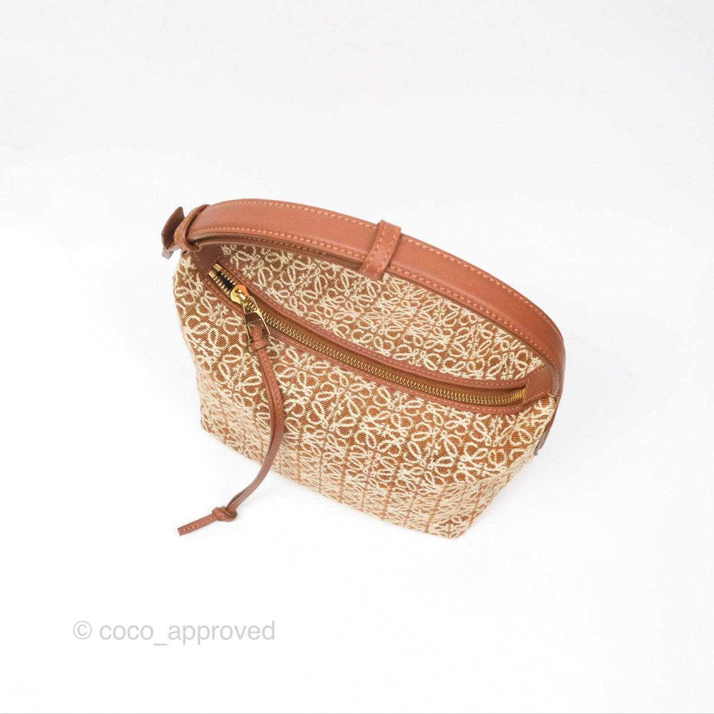 Loewe Small Cubi bag in Anagram Jacquard & Calfskin Tan Pecan