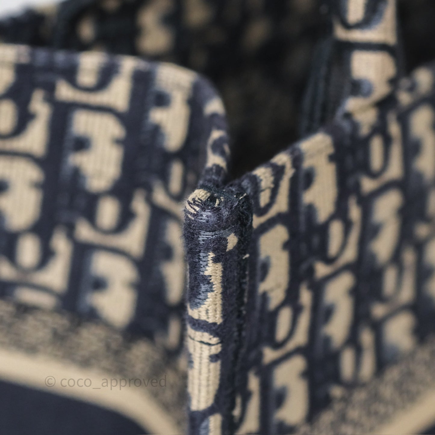 Dior New Small Book Tote Navy Dior Oblique Embroidery Canvas