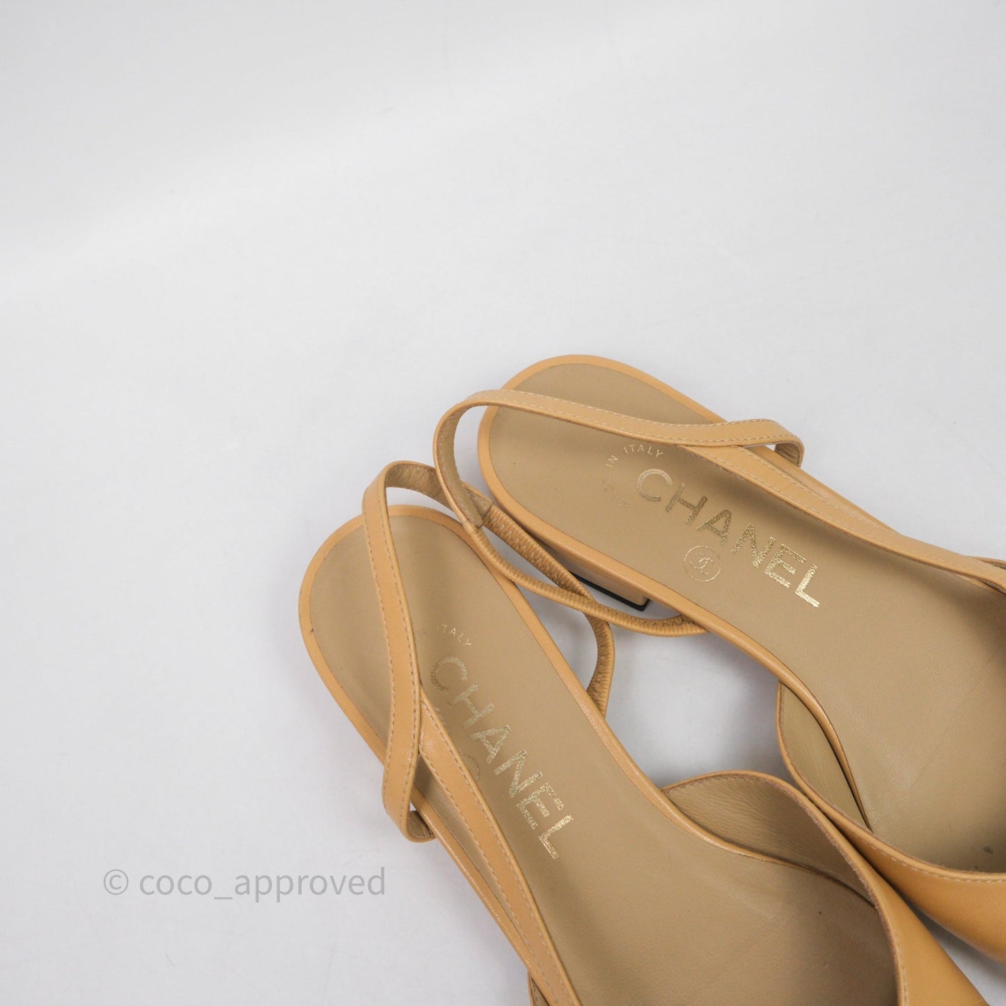 Chanel Classic Slingback Flats Beige Black Size 36