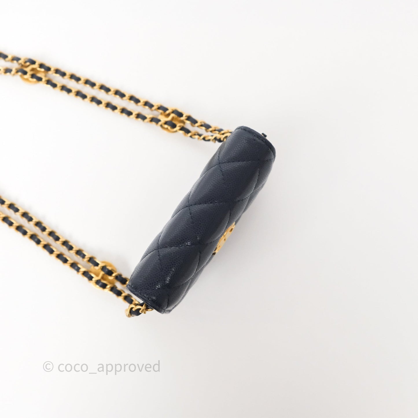 Chanel Twist Your Button Coin Purse With Chain Navy Shiny Caviar