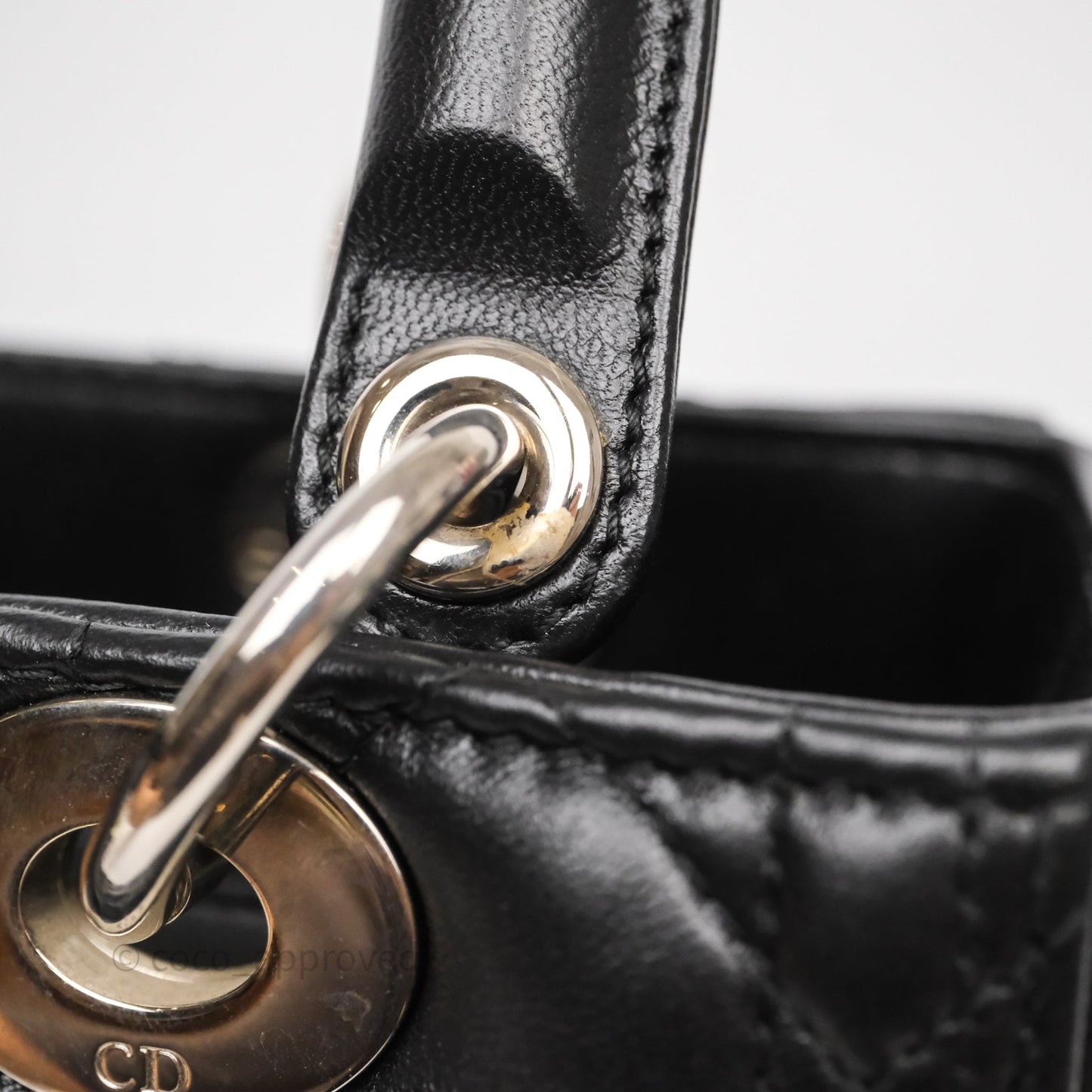 Christian Dior Medium Lady Dior Black Lambskin Silver Hardware