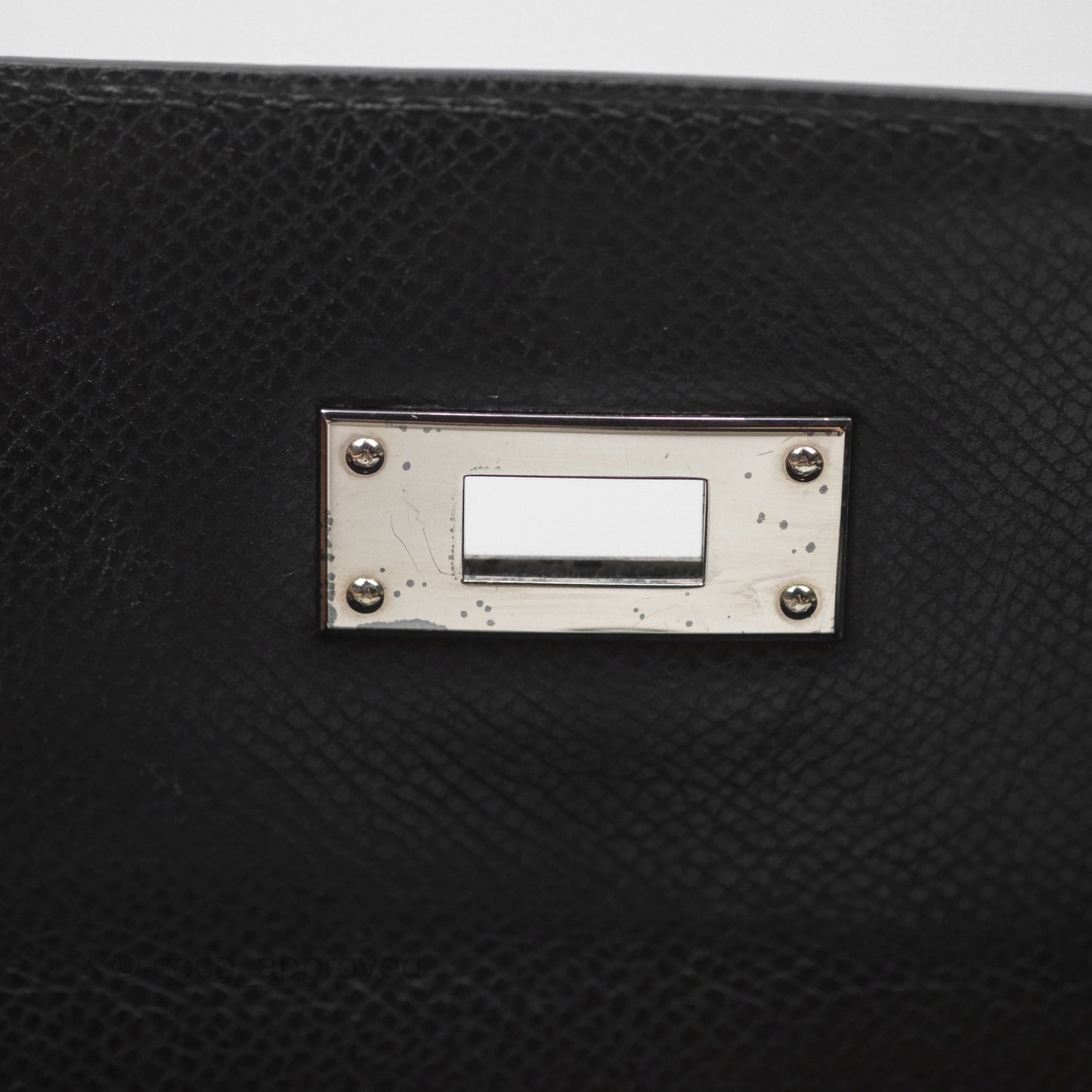 Hermès Vintage Kelly 28 Sellier Noir 89 Courchevel Palladium Hardware