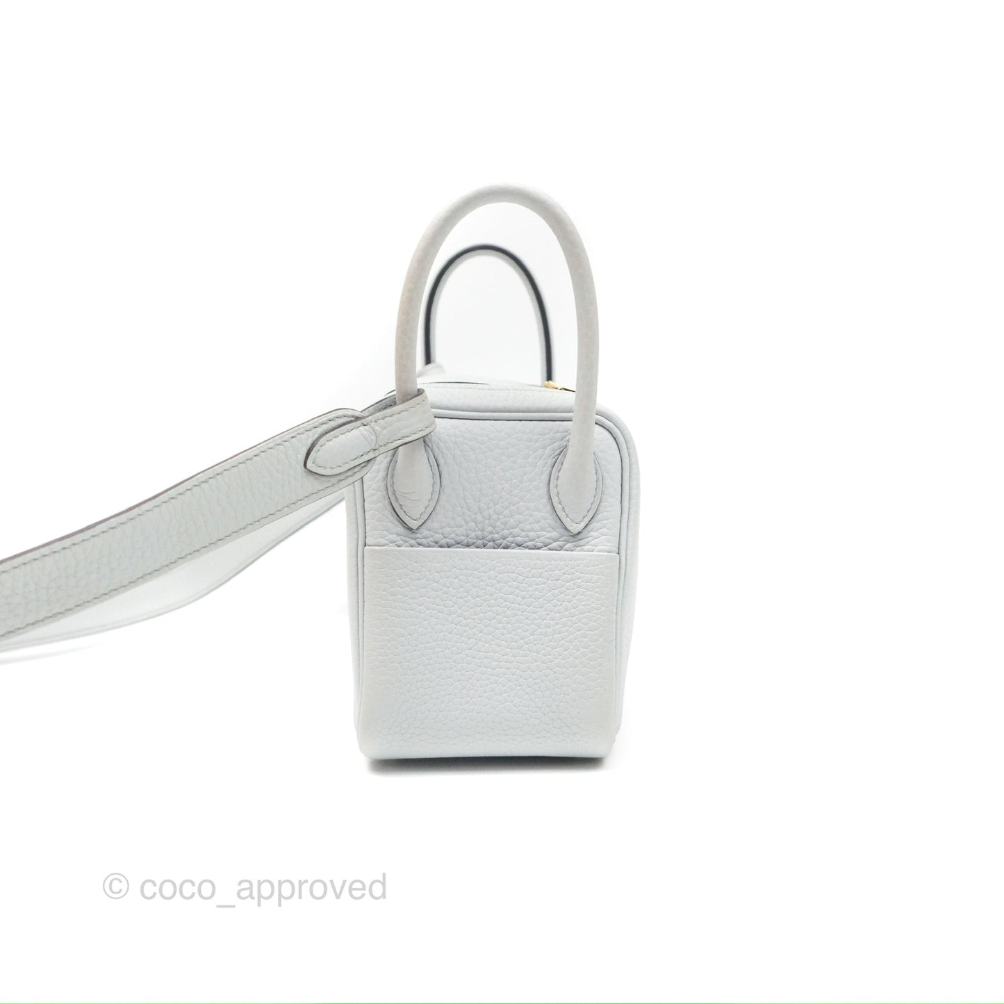 Hermès Mini Lindy 20 Bleu Pale Clemence Gold Hardware