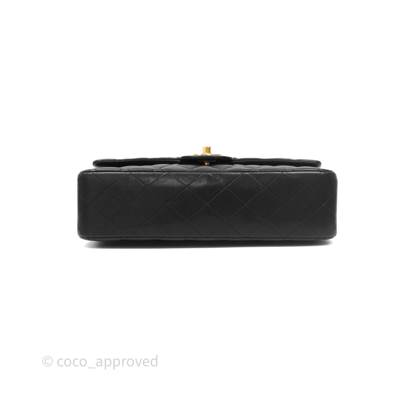 Chanel Vintage Classic M/L Medium Double Flap Black Lambskin 24K Gold Hardware