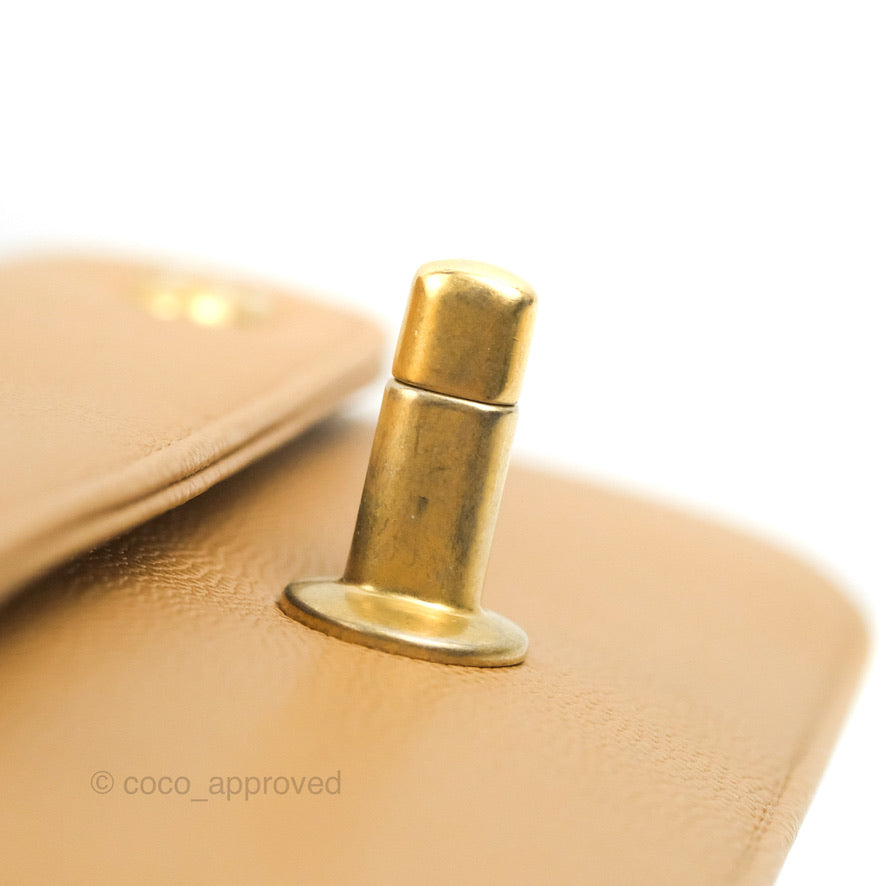Chanel Mini Messenger Bag Beige Caviar Gold Hardware 21K