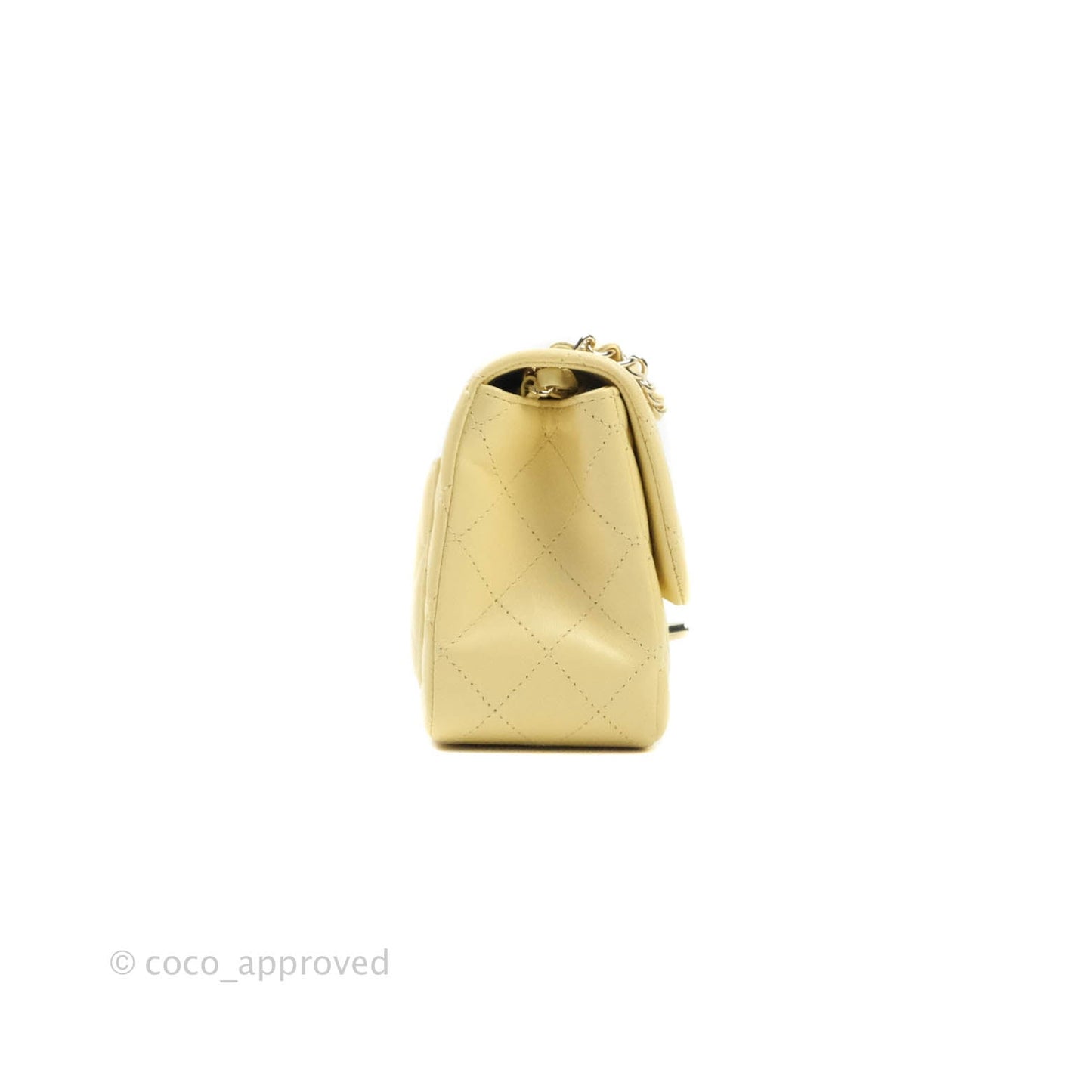 Chanel Quilted Mini Square Yellow Lambskin Gold Hardware
