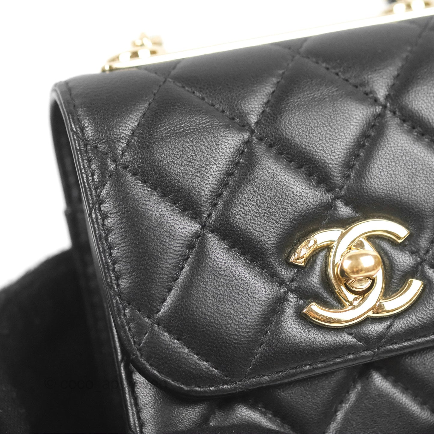 Chanel Mini Quilted Trendy CC Clutch With Chain Black Lambskin Gold Hardware