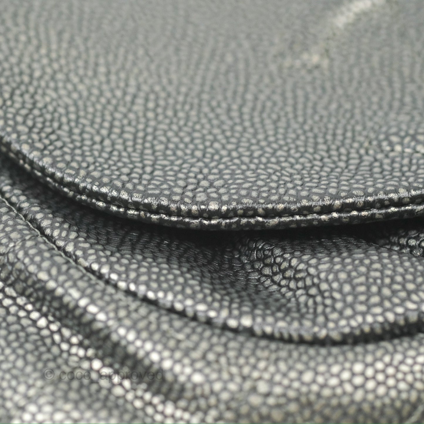 Chanel Half Moon Wallet on Chain WOC Metallic Dark Grey Caviar Silver Hardware