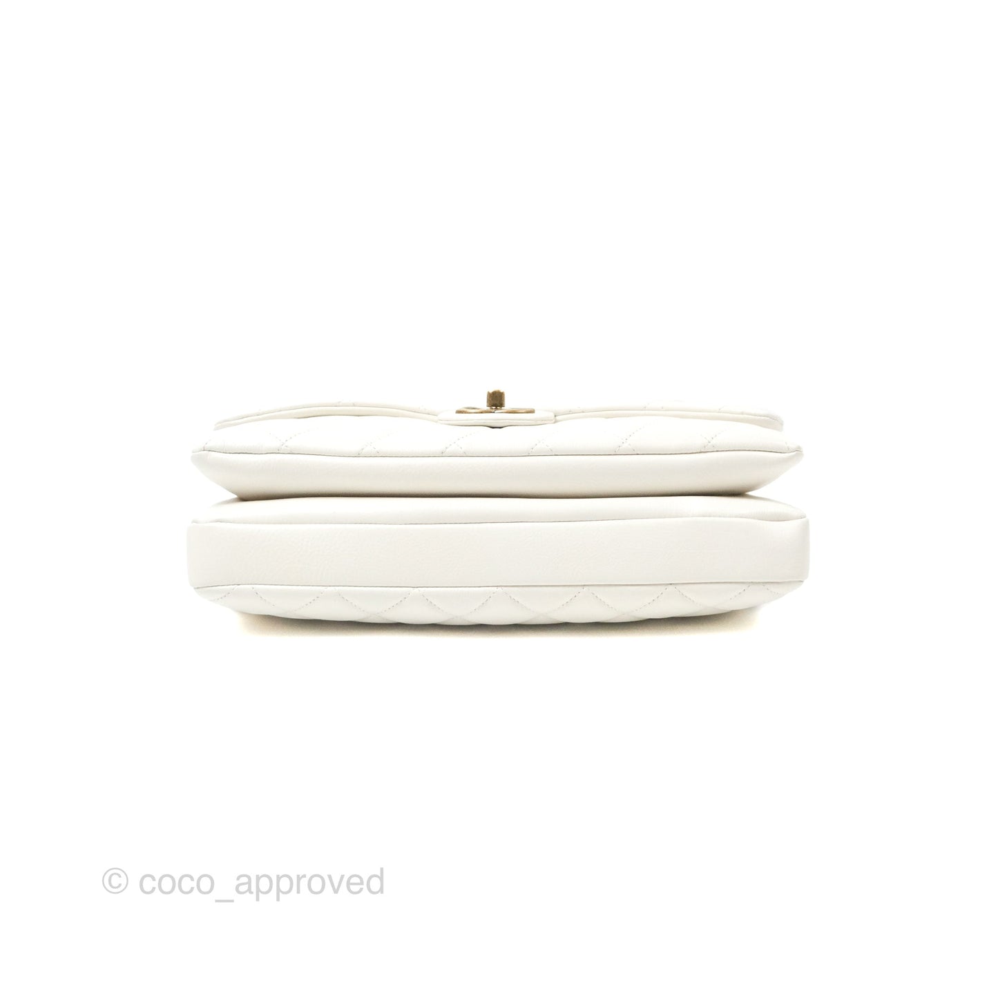 Chanel CC Crown Flap White Calfskin Antique Gold Hardware