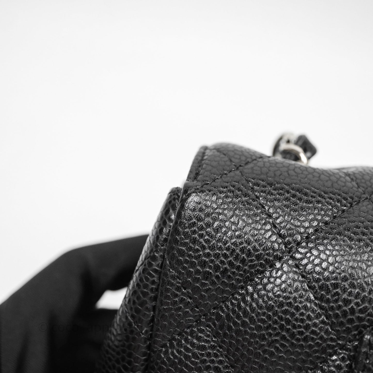 Chanel East West Flap Bag Black Caviar Silver Hardware