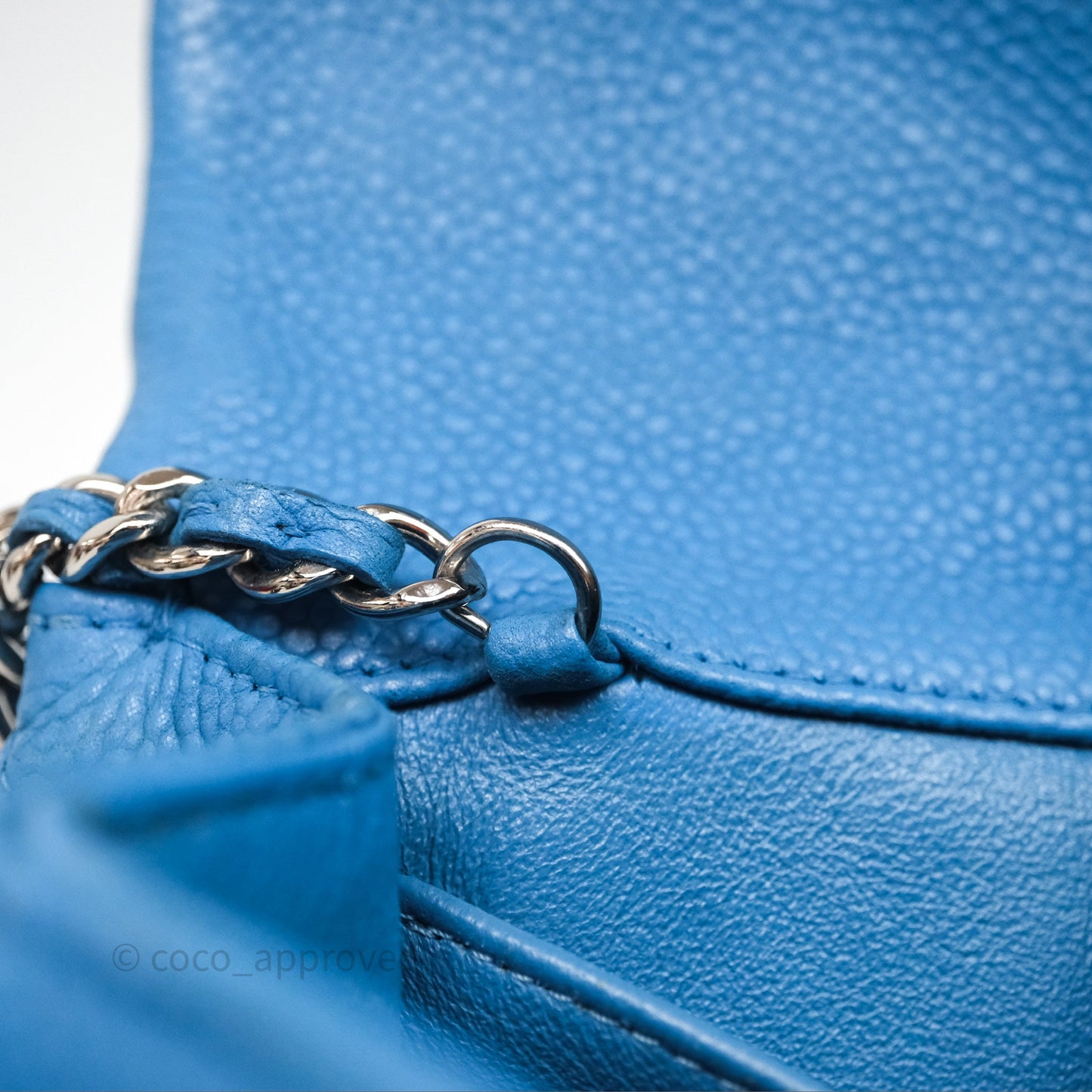 Chanel Quilted Clutch with Chain Caviar Azul Sliver Hardware