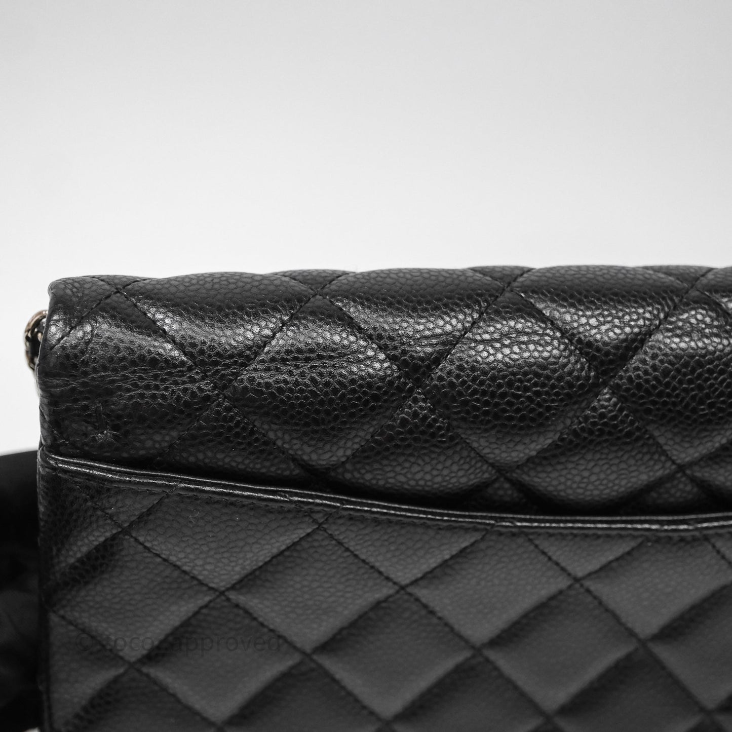 Chanel Quilted Clutch with Chain Black Caviar Silver Hardware