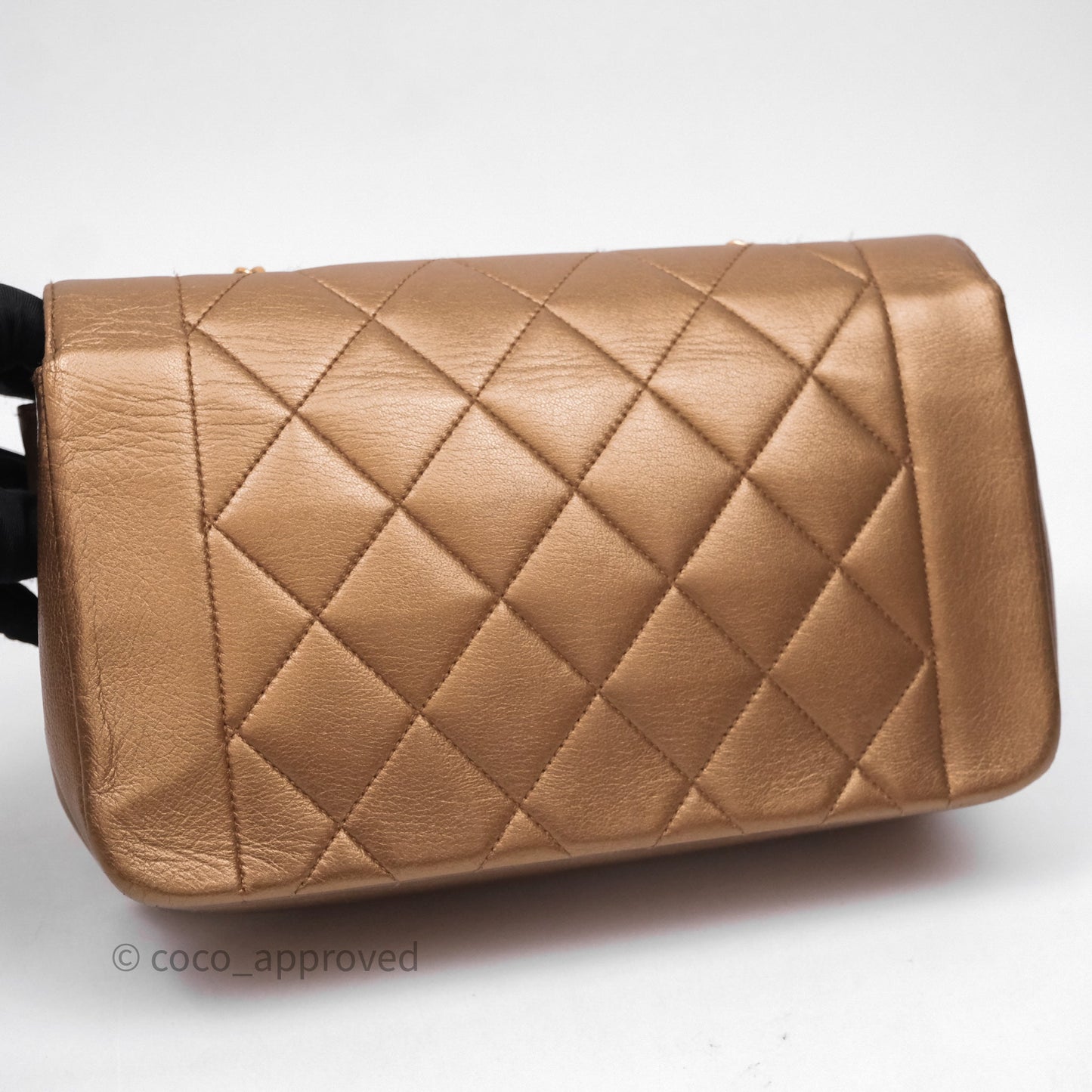 Chanel Vintage Small Quilted Classic Diana Flap Bag Gold Lambskin 24K Gold Hardware