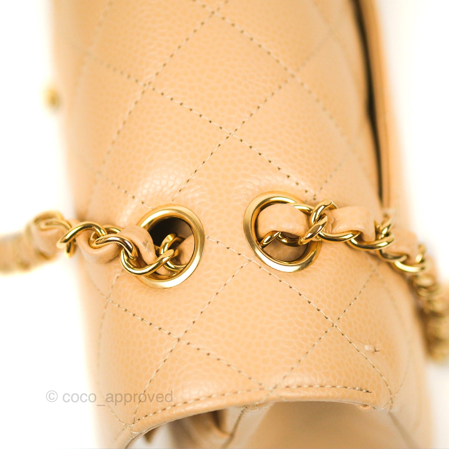 Chanel Classic M/L Medium Flap Quilted Beige Caviar Gold Hardware
