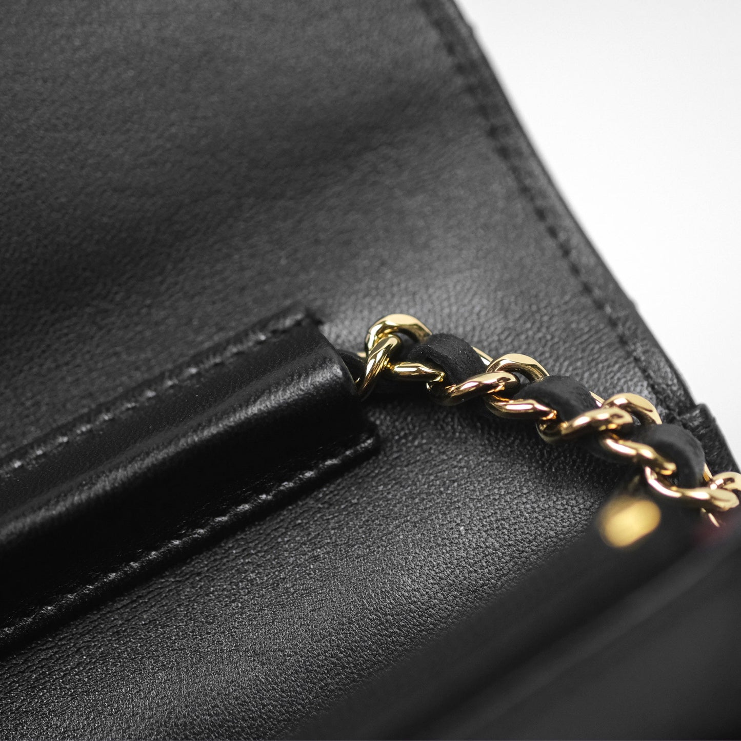Chanel Quilted Classic Wallet on Chain WOC Black Lambskin Gold Hardware
