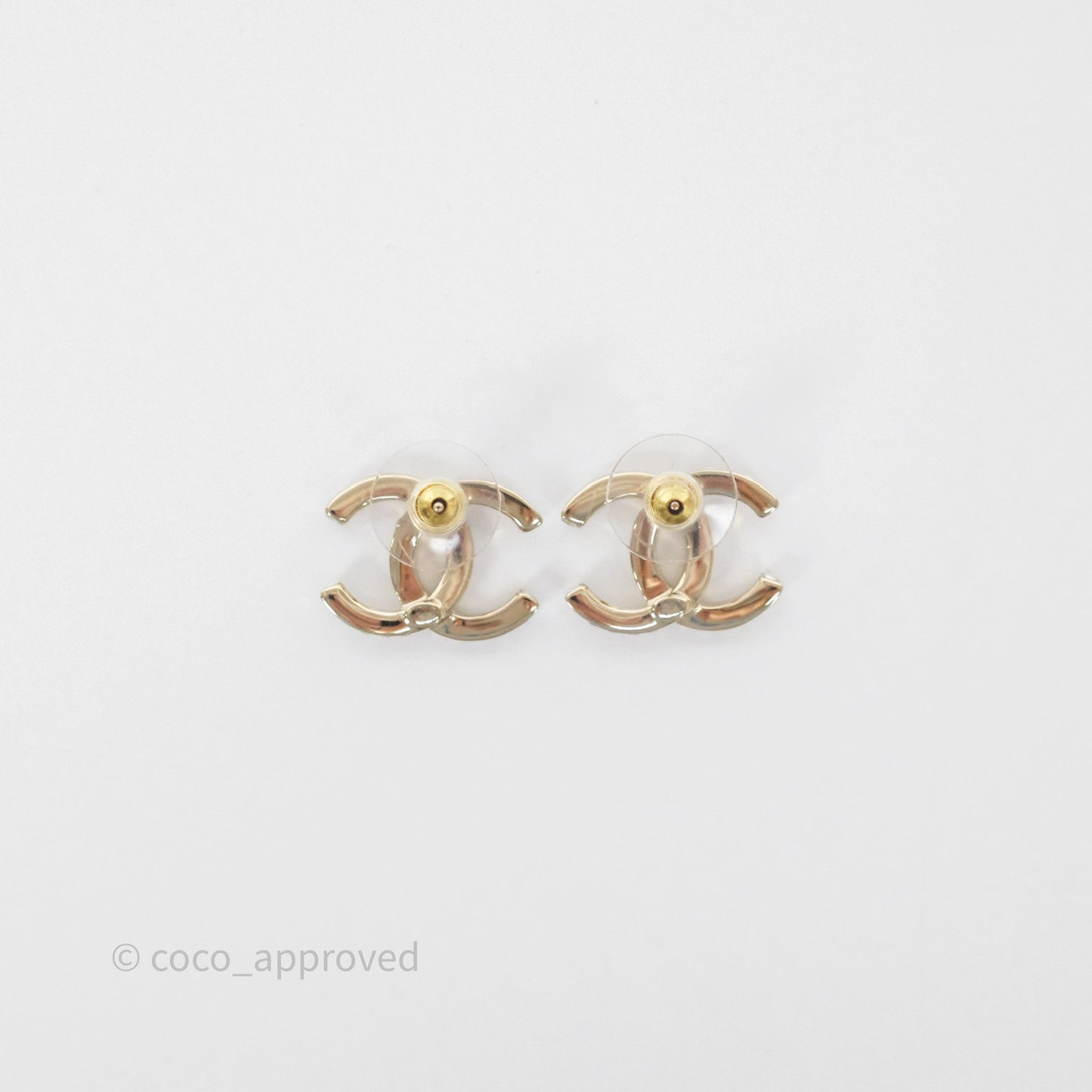 Chanel Crystal CC Earrings Gold Tone 24V