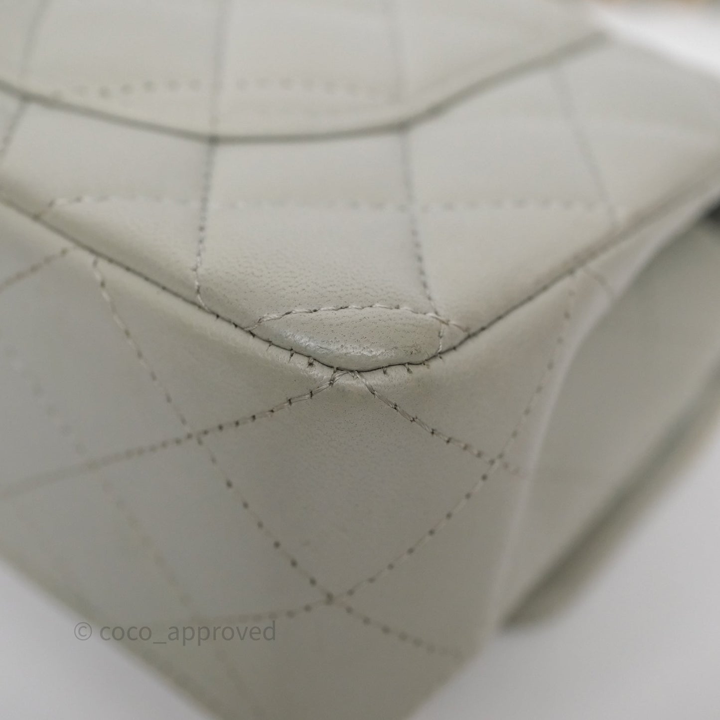 Chanel Small Classic Flap Quilted Grey Lambskin Gold Hardware