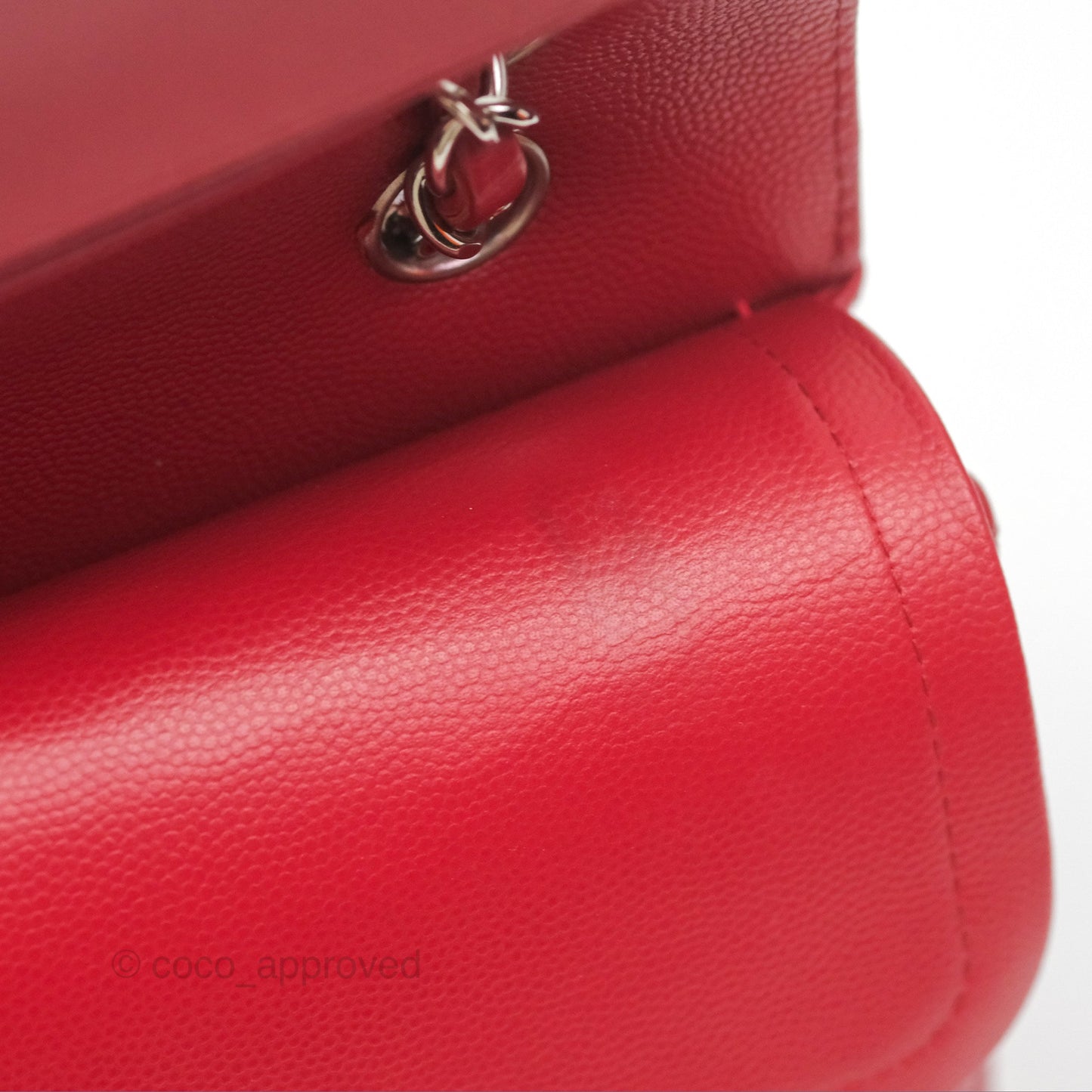 Chanel Medium Classic Flap Chevron Red Caviar Silver Hardware